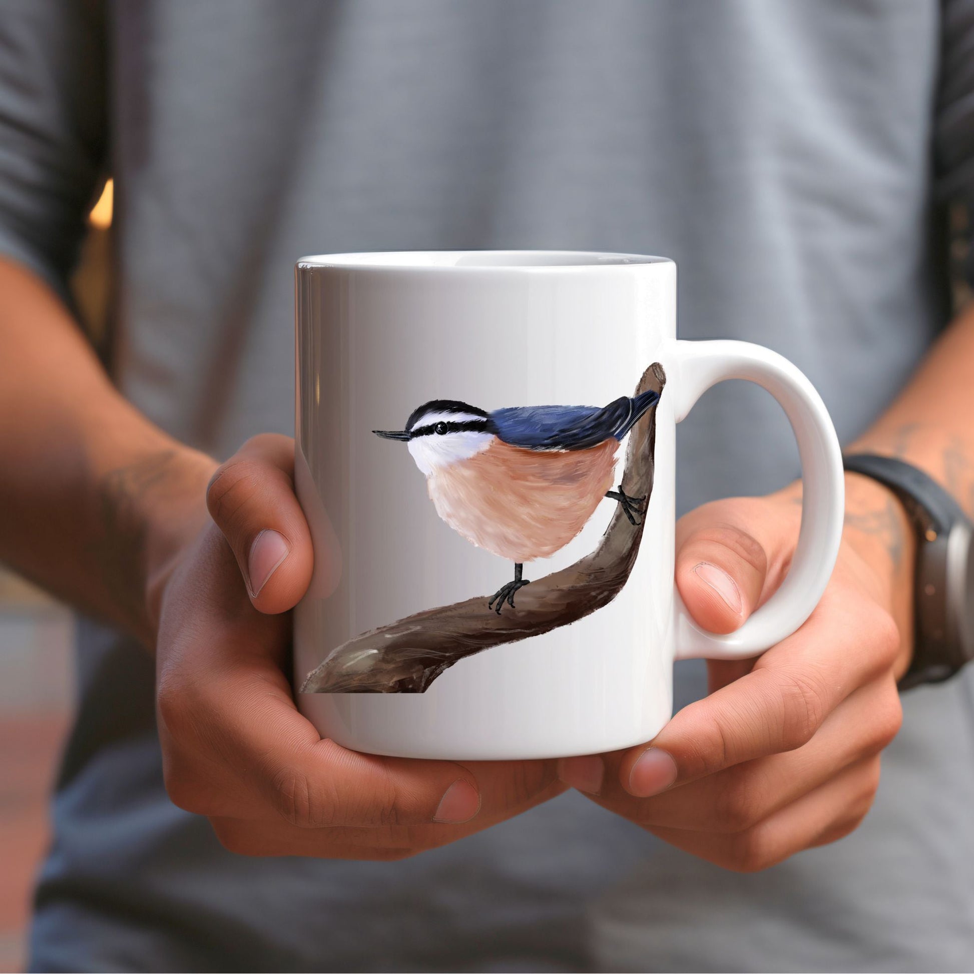 Red - Breasted Nuthatch Mug - MerikaArt