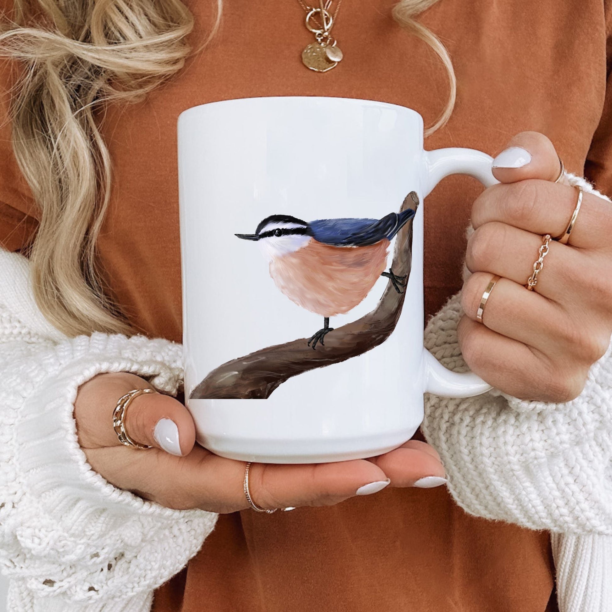 Red - Breasted Nuthatch Mug - MerikaArt