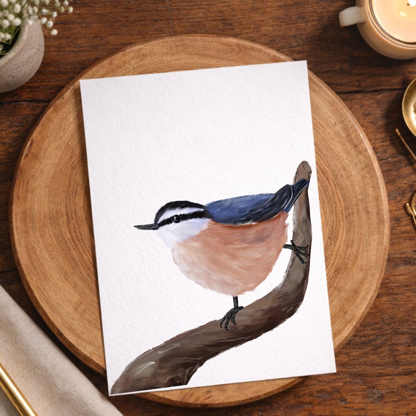 Red - breasted Nuthatch Postcard - MerikaArt