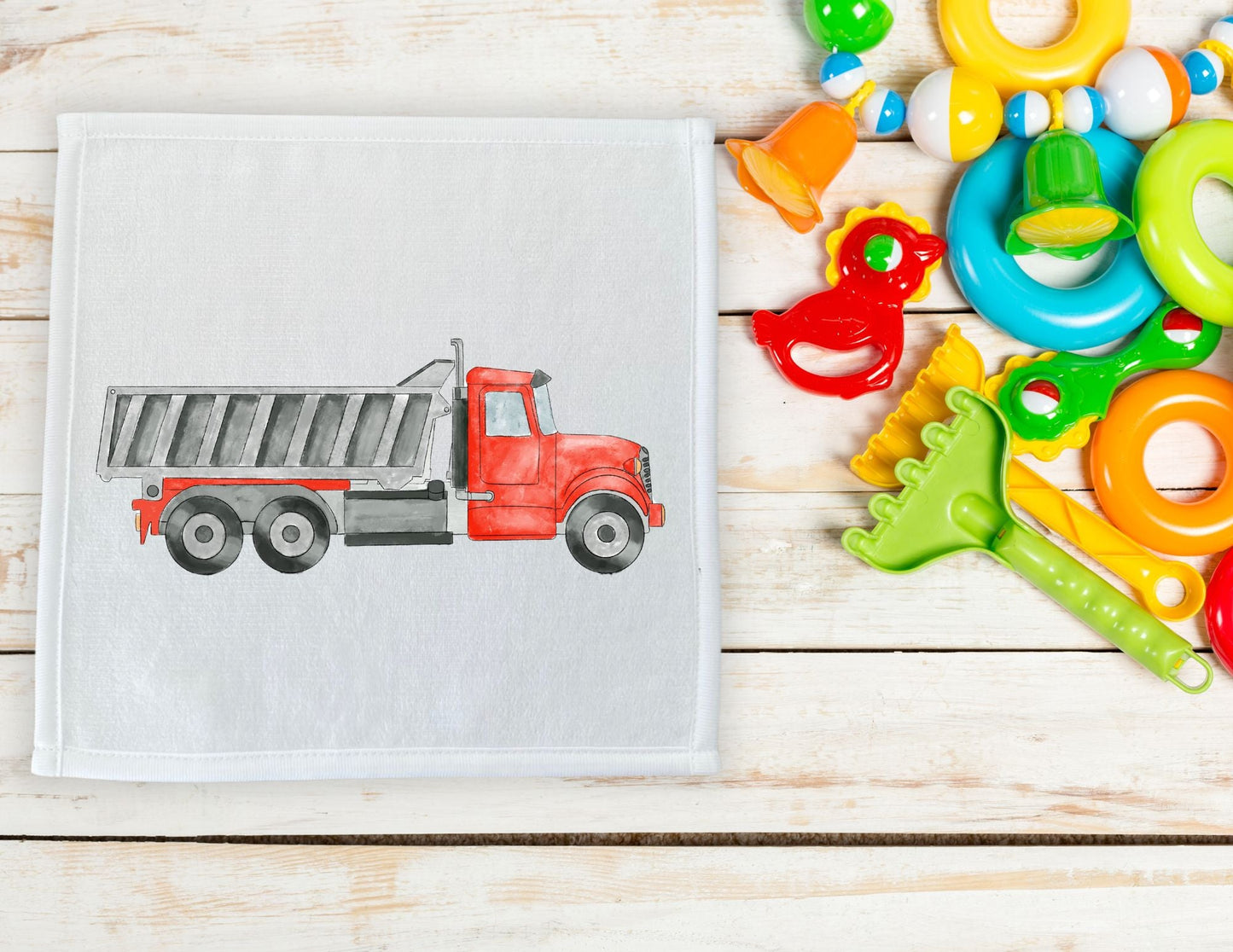 Red Dump Truck Washcloth - MerikaArt