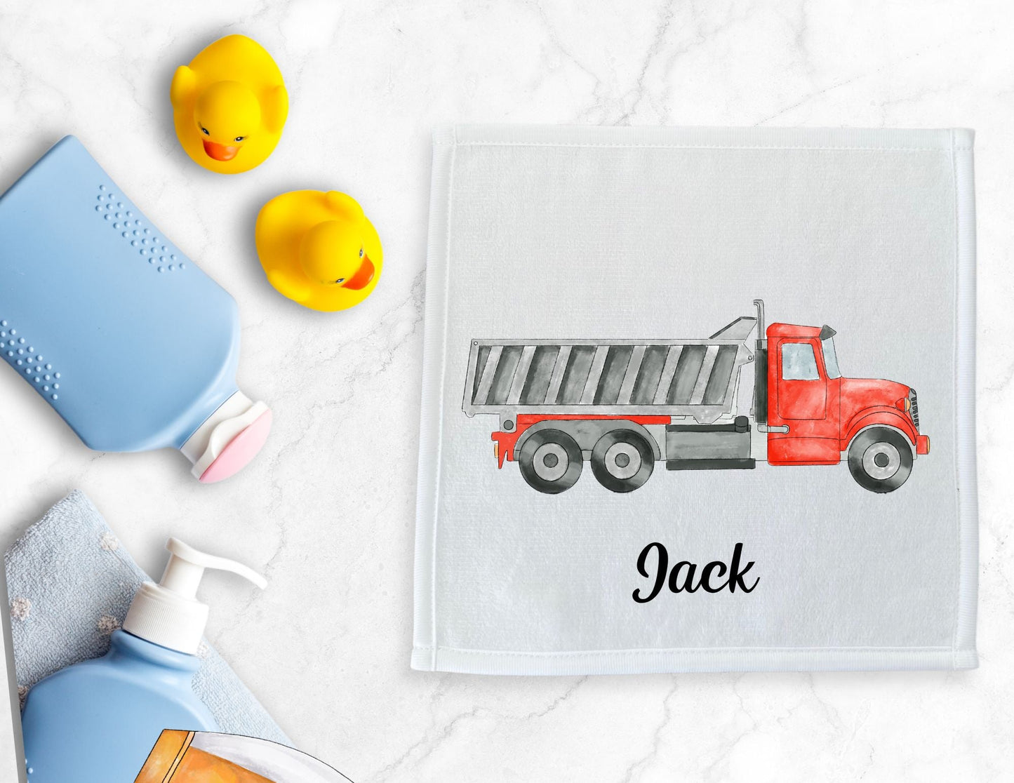Red Dump Truck Washcloth - MerikaArt