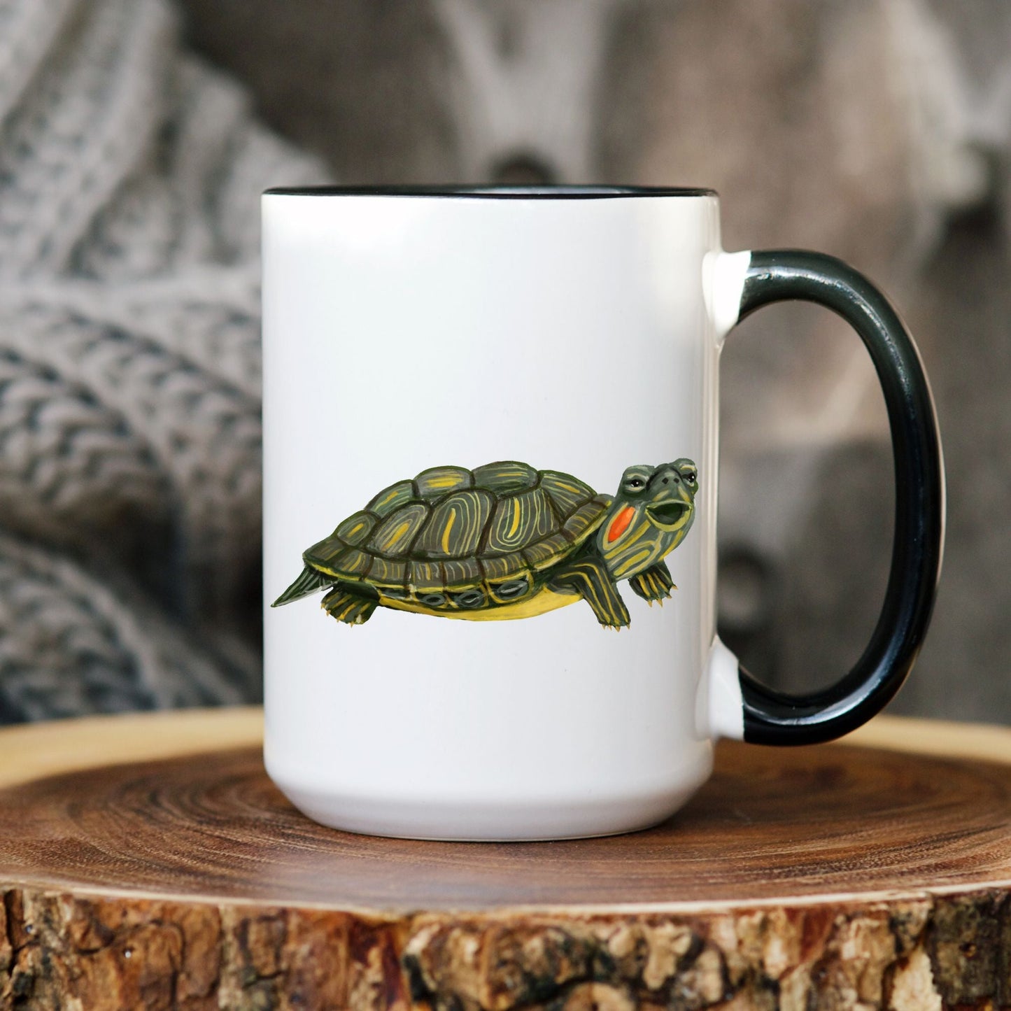 Red - Eared Slider Turtle Ceramic Coffee Mug - MerikaArt