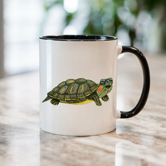 Red - Eared Slider Turtle Ceramic Coffee Mug - MerikaArt