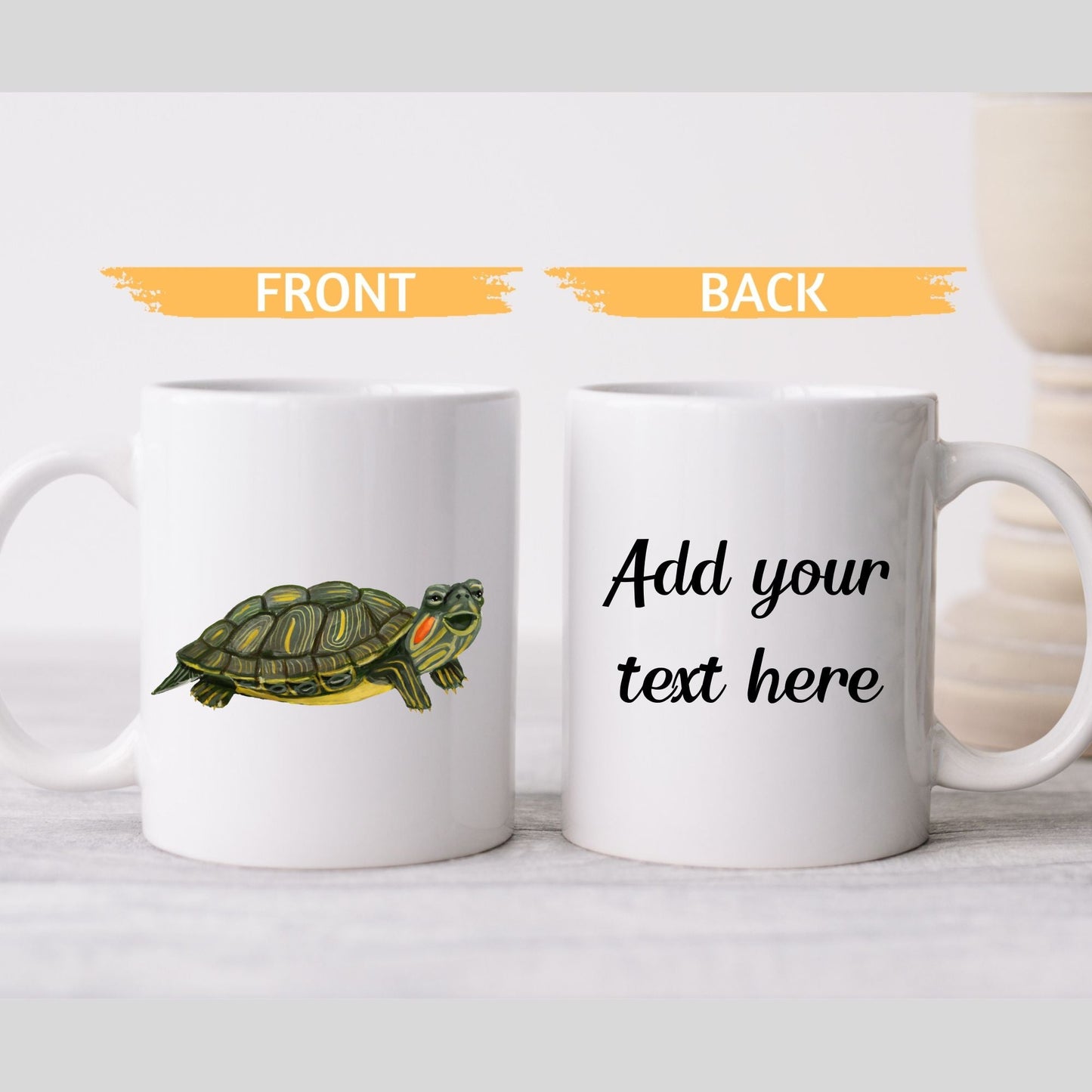 Red - Eared Slider Turtle Ceramic Coffee Mug - MerikaArt