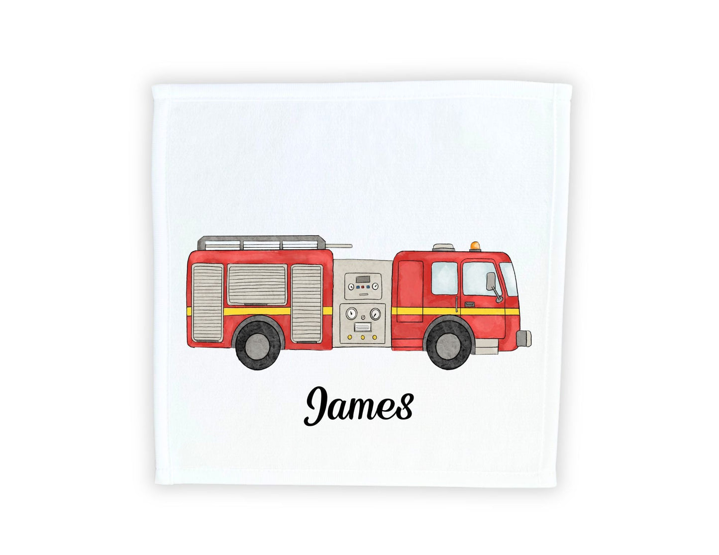 Red Fire Truck Washcloth - MerikaArt