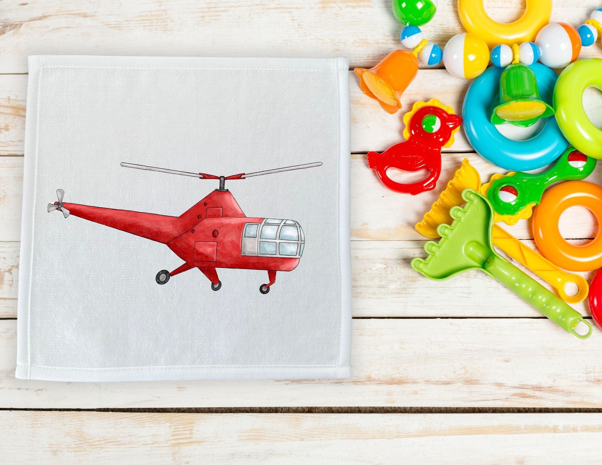 Red Helicopter Washcloth - MerikaArt