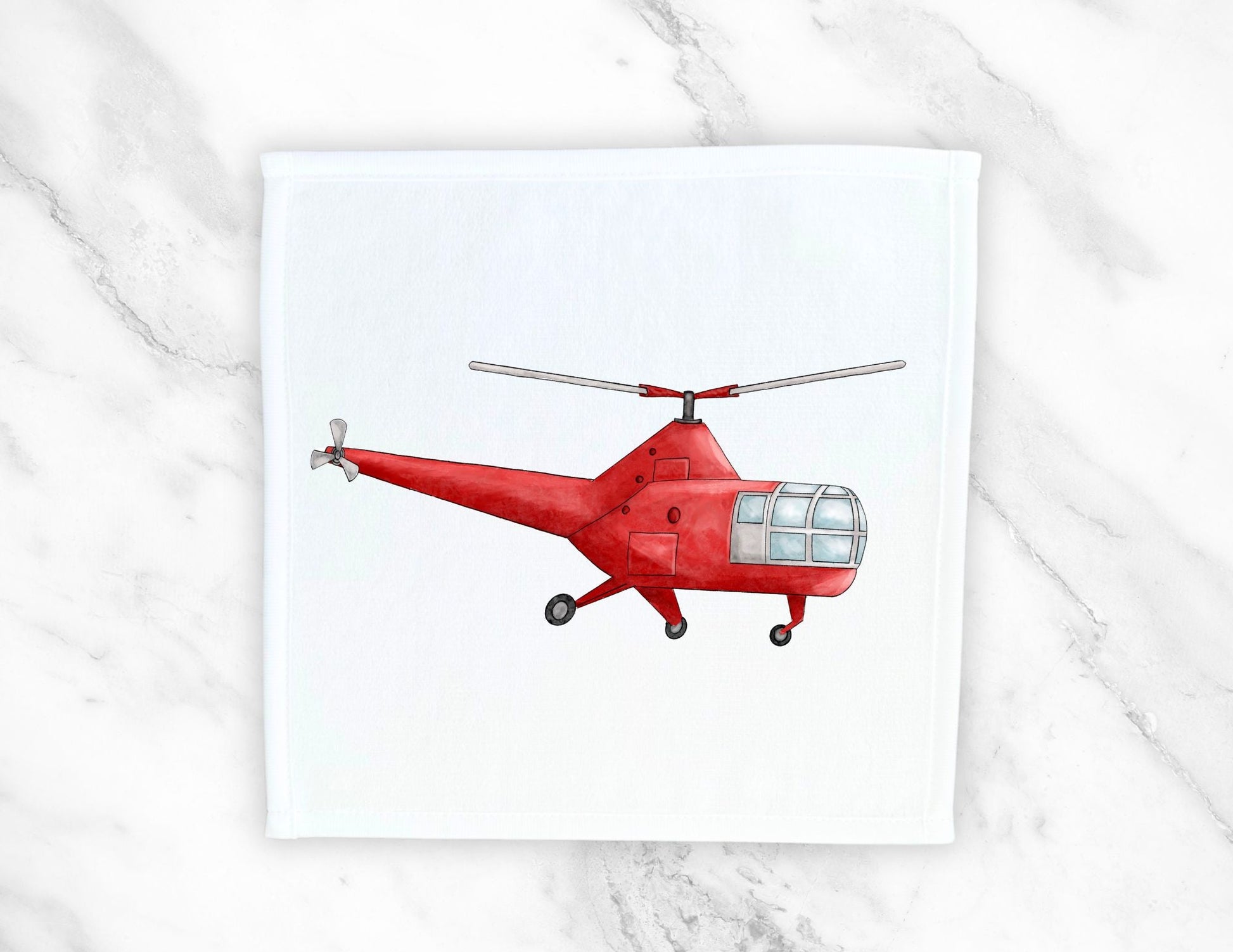 Red Helicopter Washcloth - MerikaArt