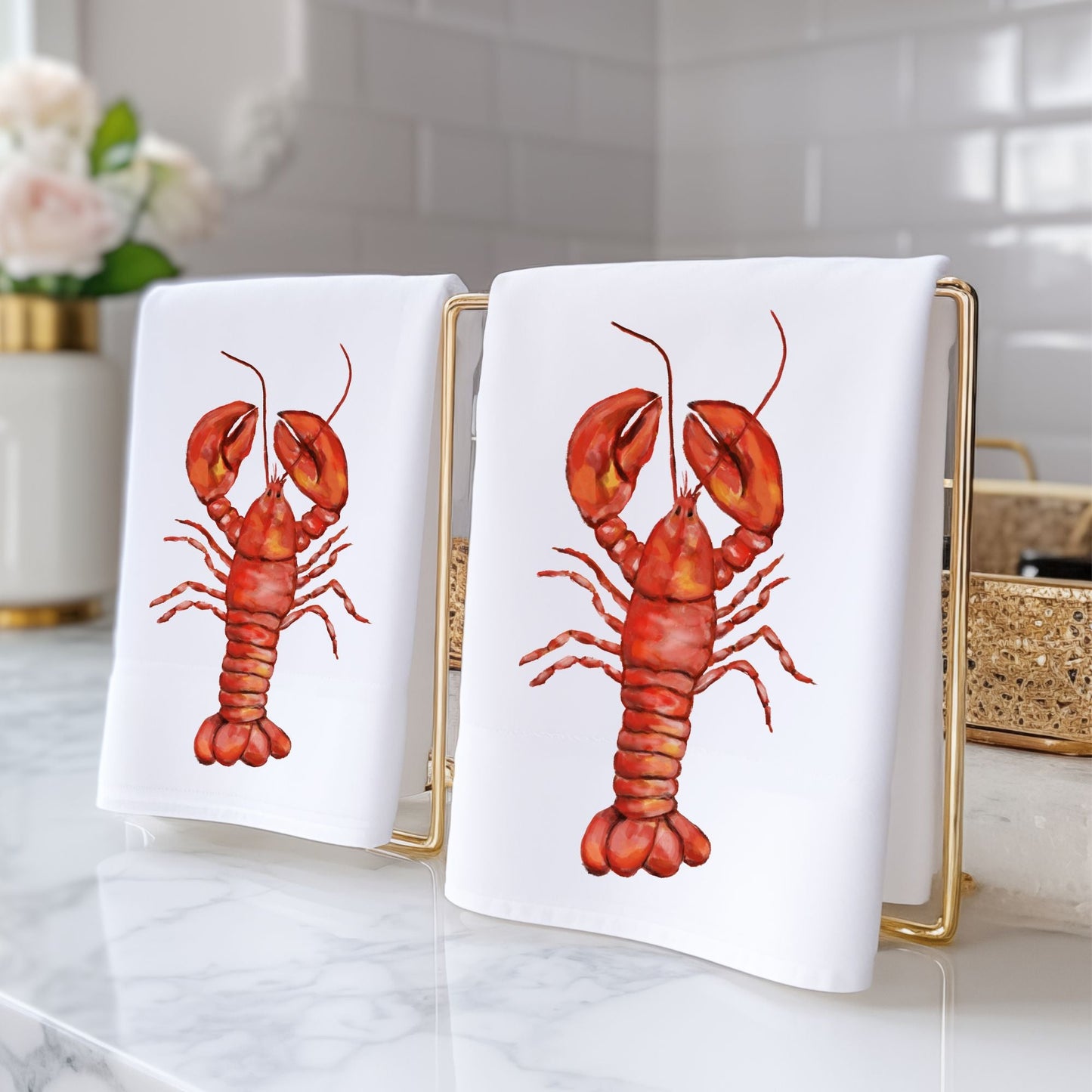 Red Lobster Bathroom Towel - MerikaArt