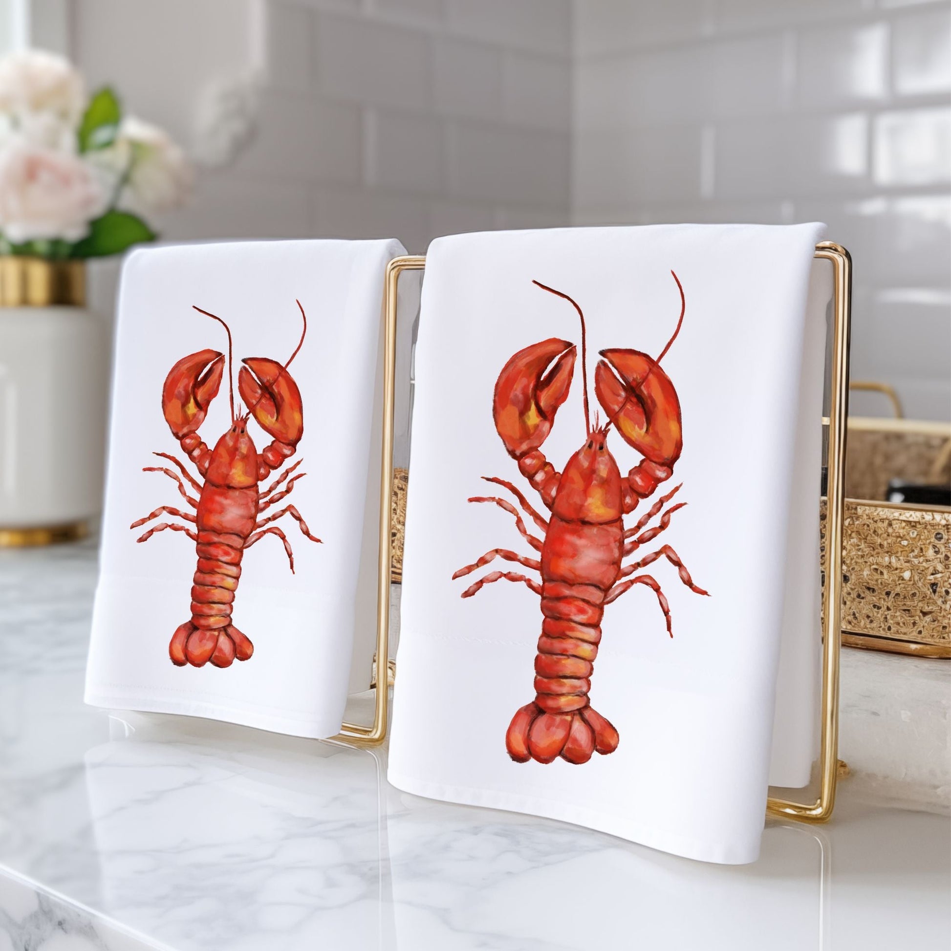 Red Lobster Bathroom Towel - MerikaArt