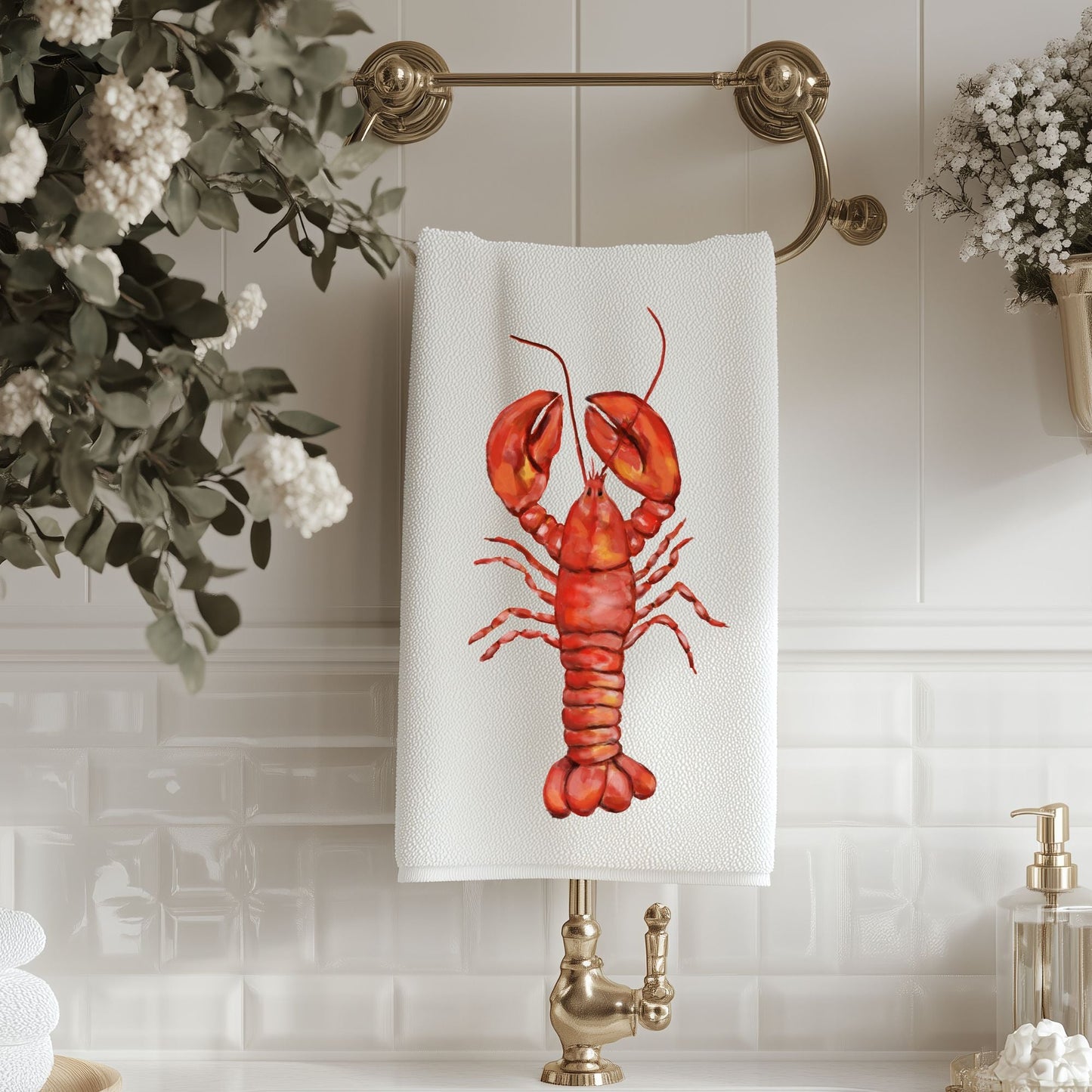 Red Lobster Bathroom Towel - MerikaArt