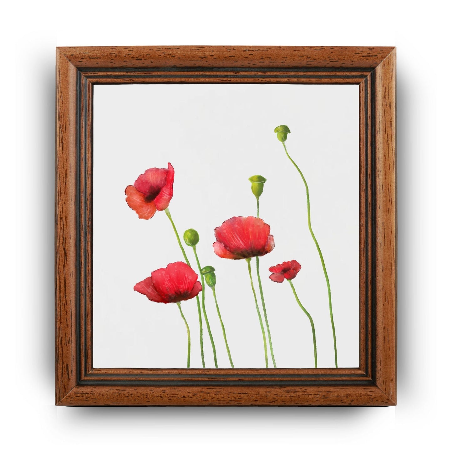 Red Poppy Flower Ceramic Tile - MerikaArt