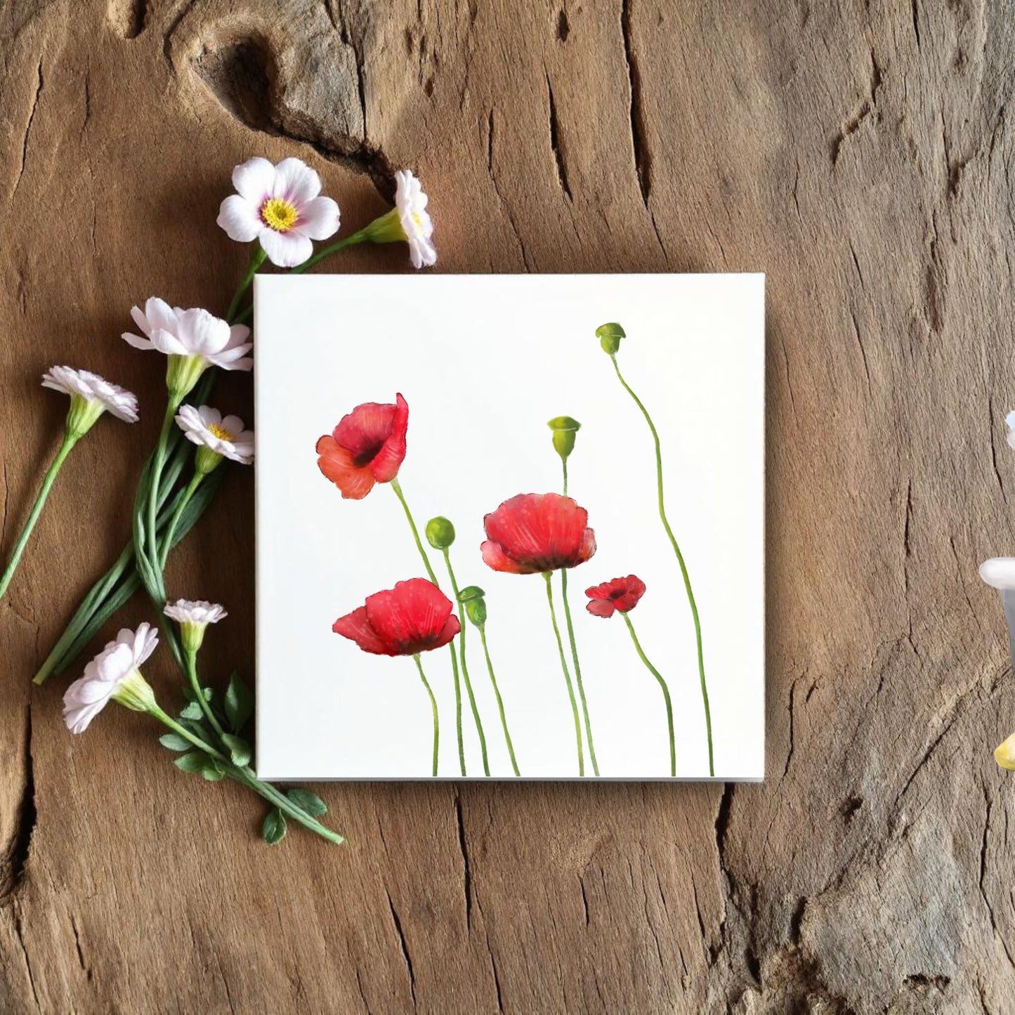 Red Poppy Flower Ceramic Tile - MerikaArt