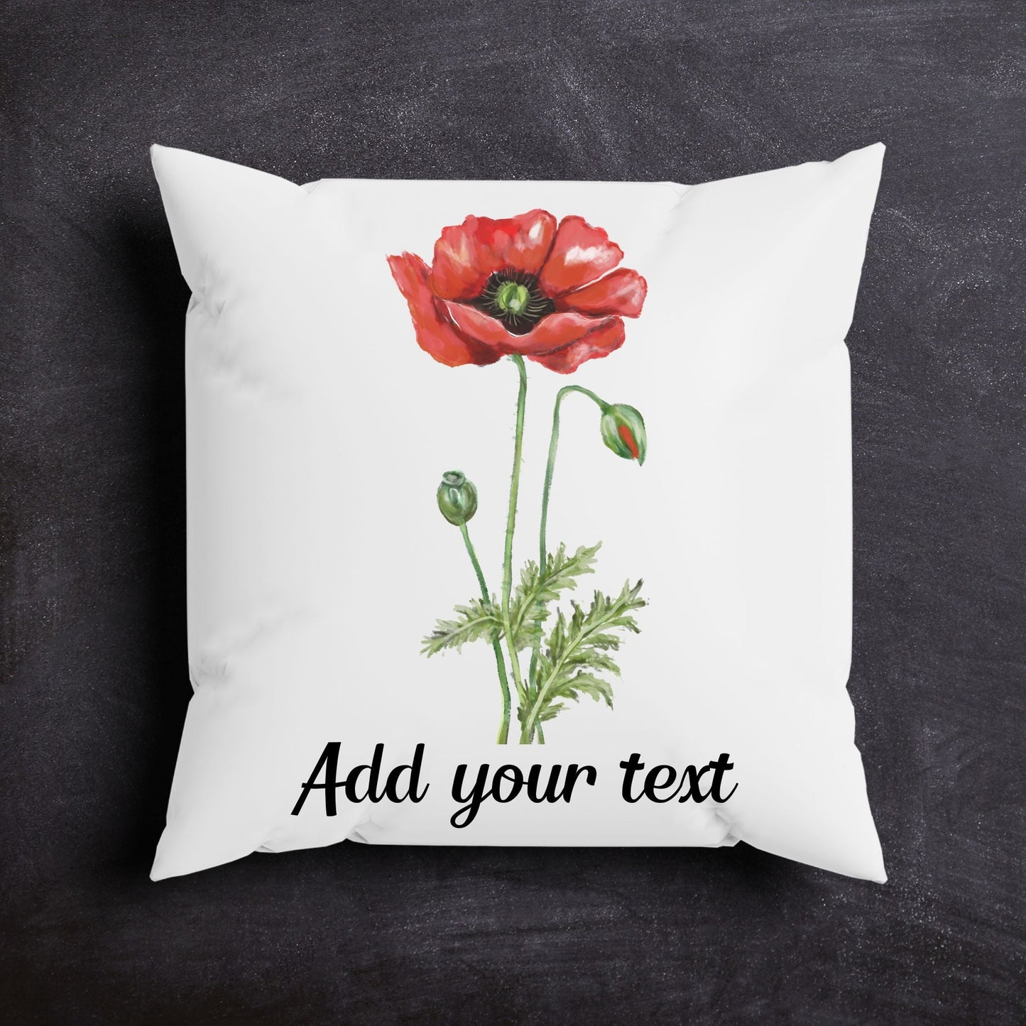 Red Poppy Flower Pillow - MerikaArt