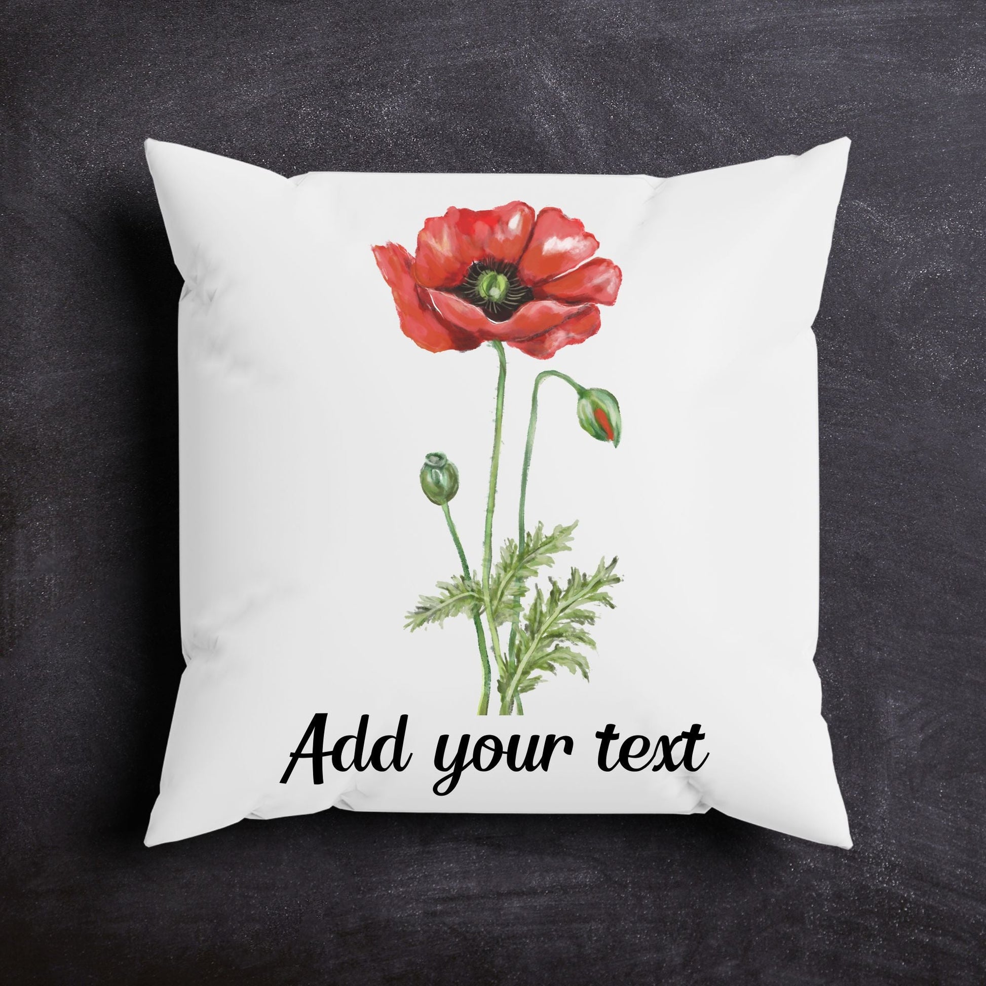 Red Poppy Flower Pillow - MerikaArt