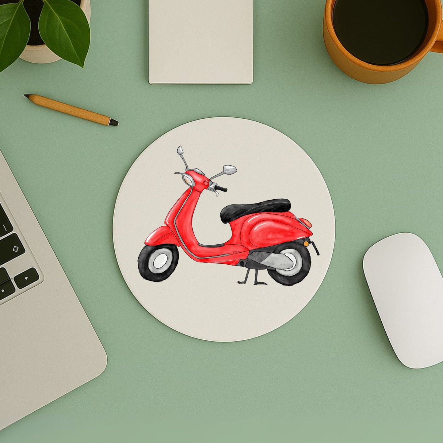 Red Scooter Mousepad - MerikaArt