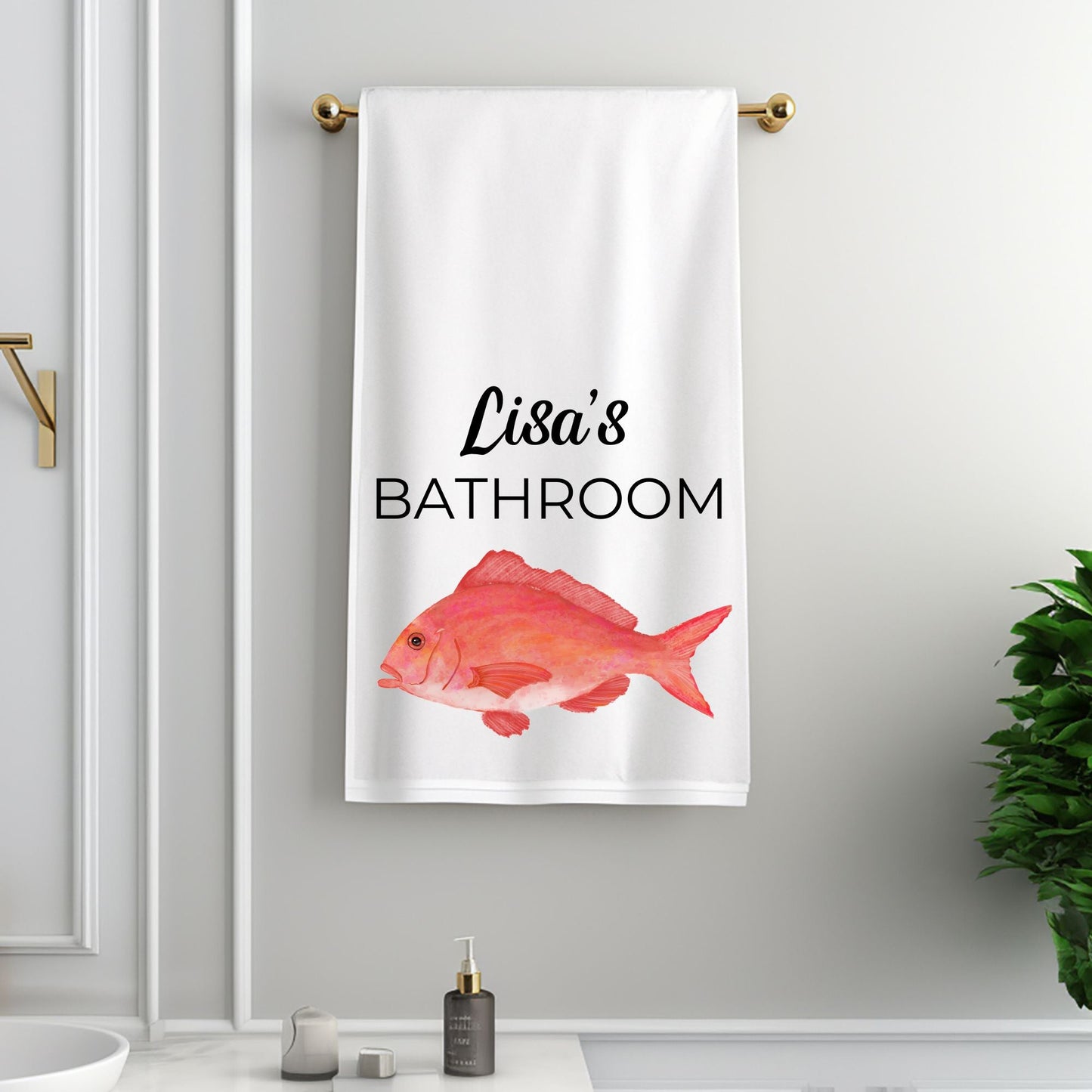 Red Snapper Fish Bathroom Towel - MerikaArt