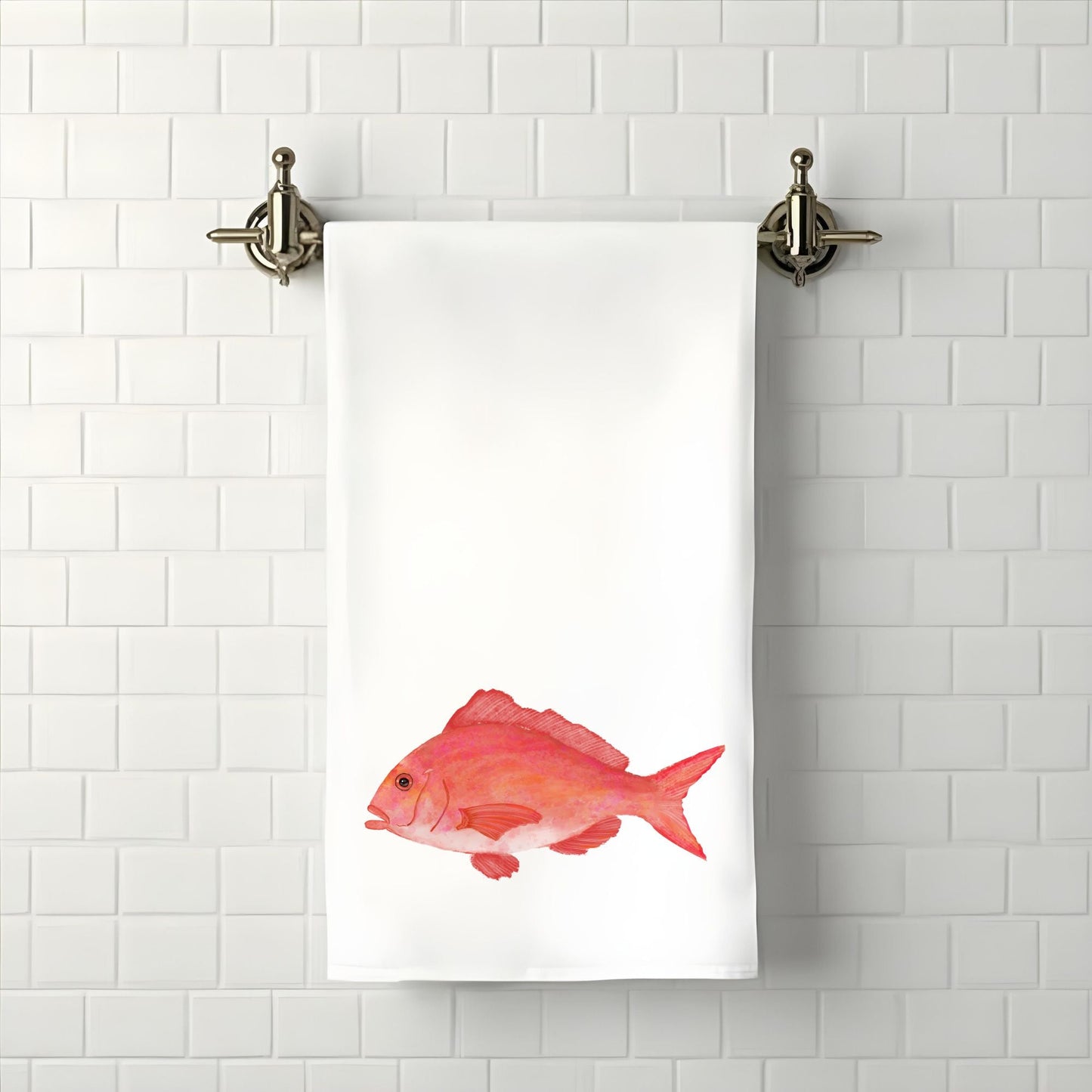 Red Snapper Fish Bathroom Towel - MerikaArt