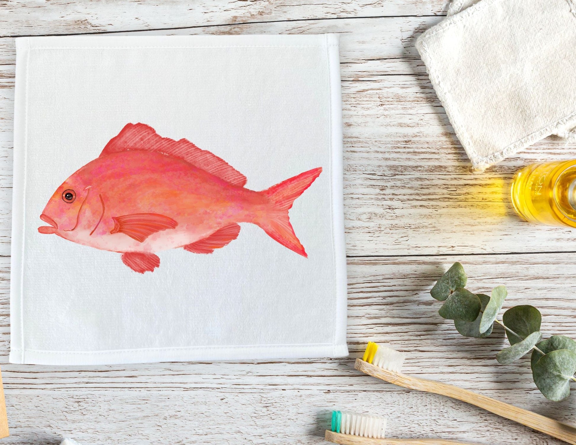 Red Snapper Washcloth - MerikaArt