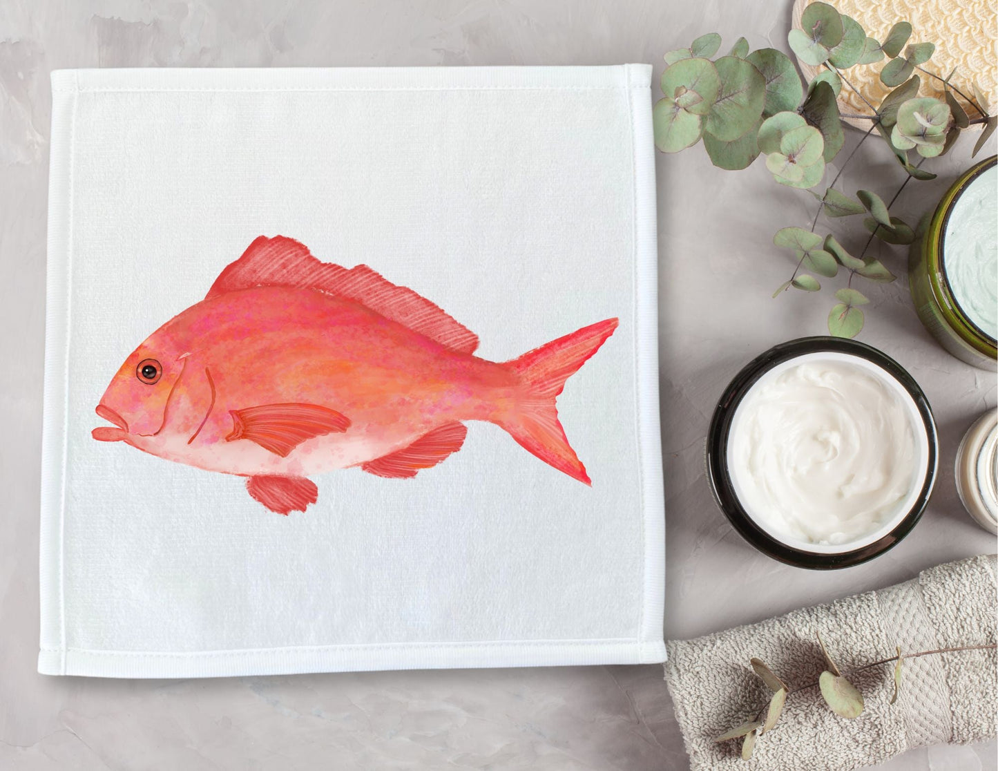 Red Snapper Washcloth - MerikaArt