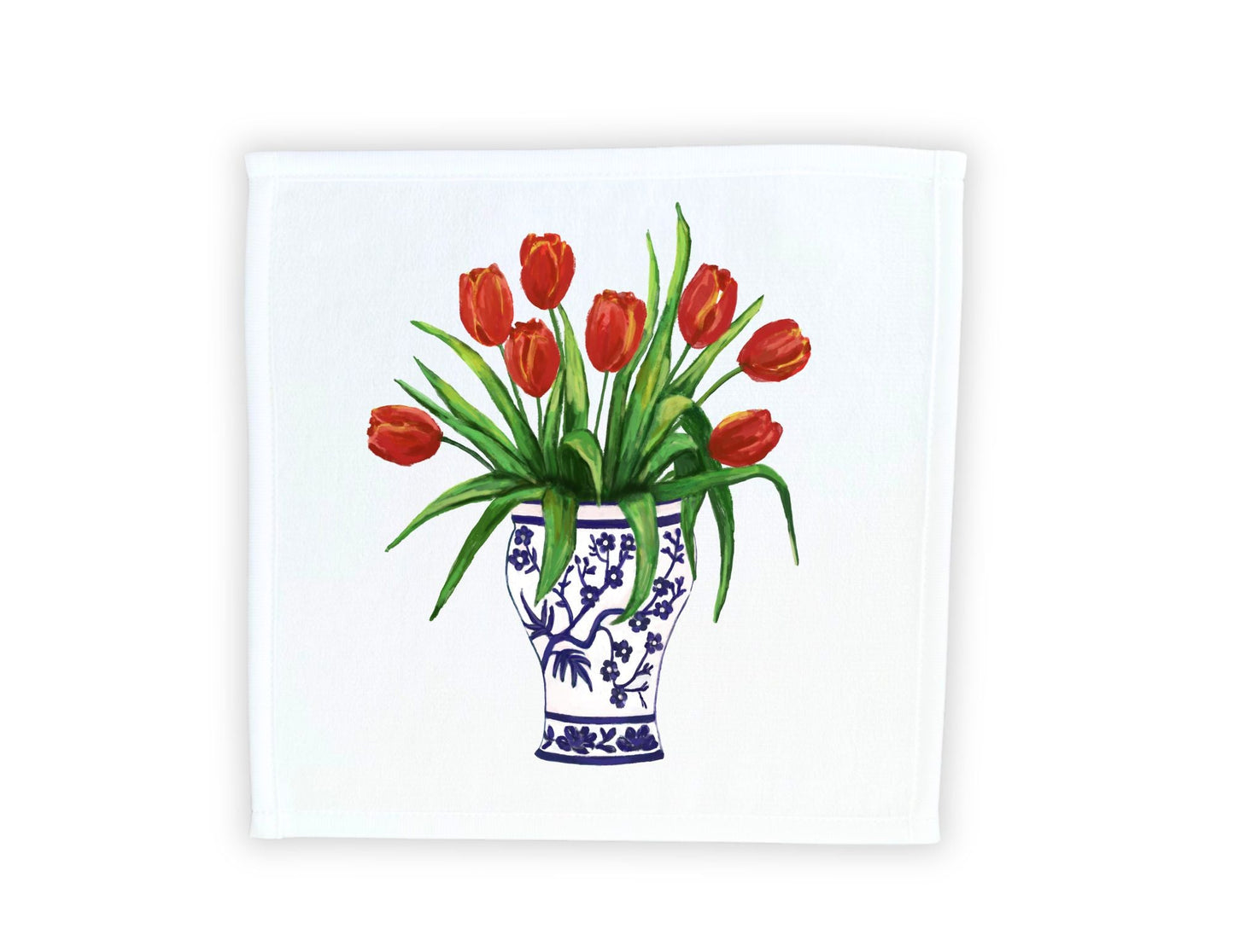 Red Tulip Washcloth - MerikaArt