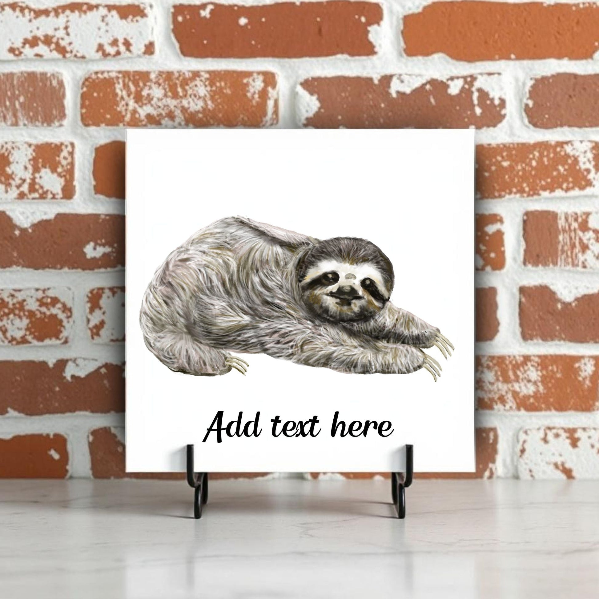 Relaxing Sloth Ceramic Tile - MerikaArt