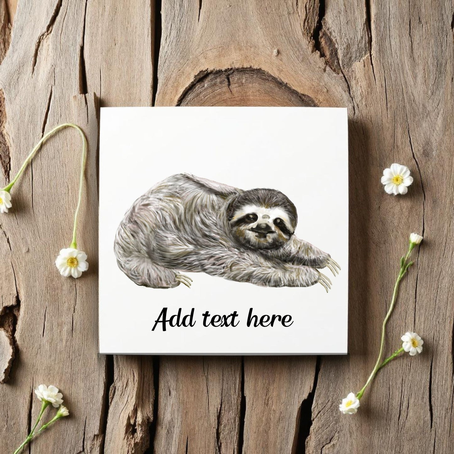 Relaxing Sloth Ceramic Tile - MerikaArt