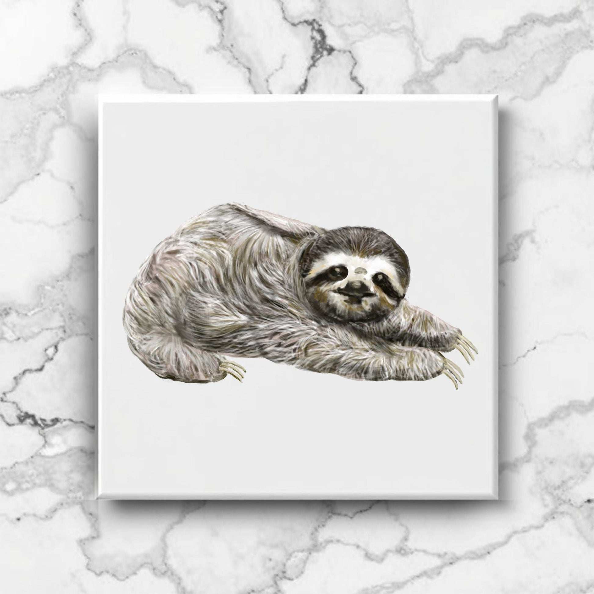 Relaxing Sloth Ceramic Tile - MerikaArt