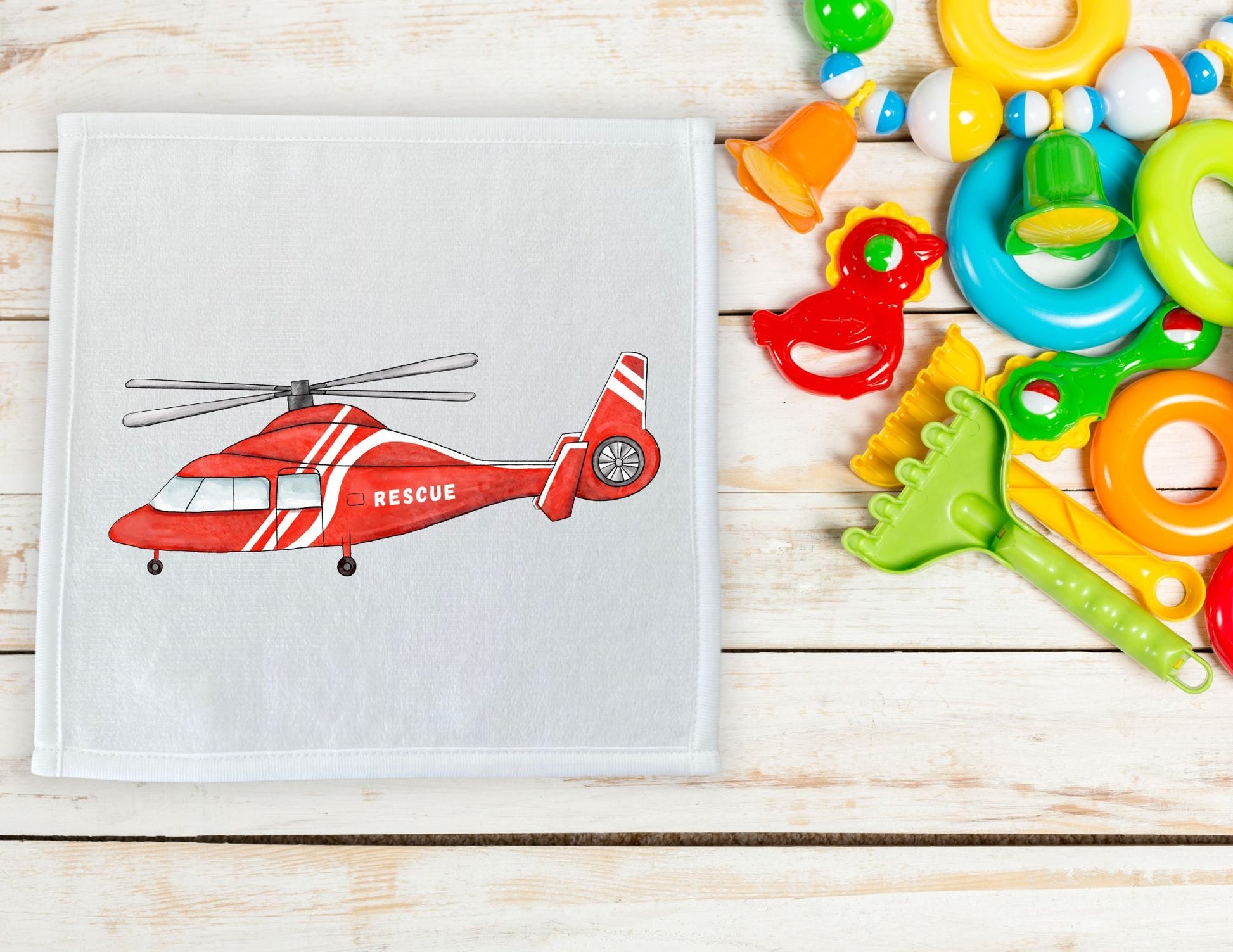 Rescue Helicopter Washcloth - MerikaArt