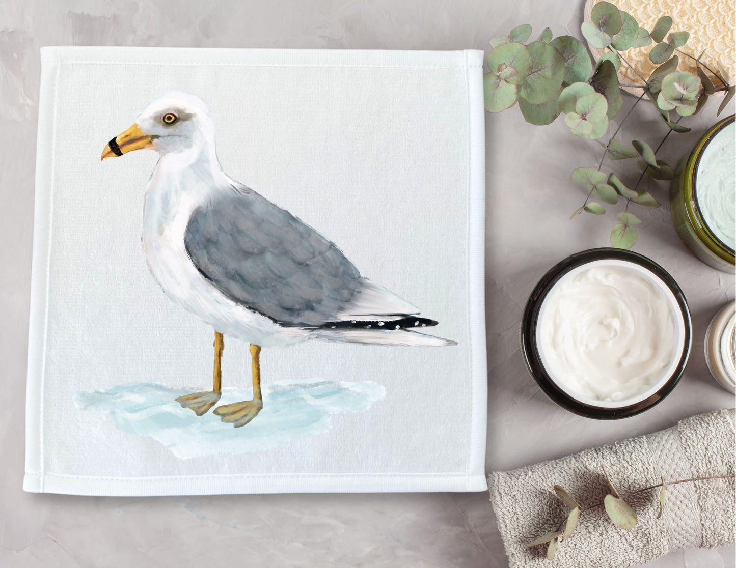 Ring - Billed Gull Bird Washcloth - MerikaArt