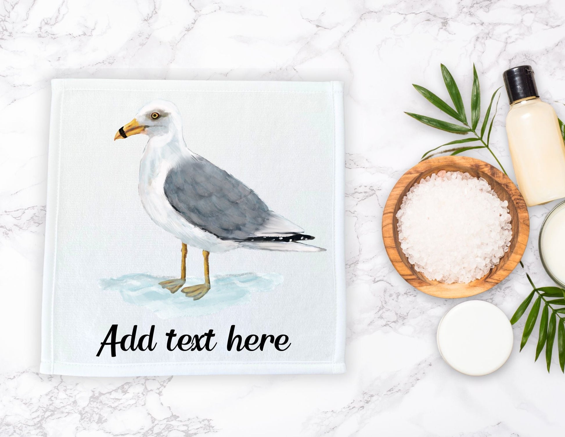 Ring - Billed Gull Bird Washcloth - MerikaArt