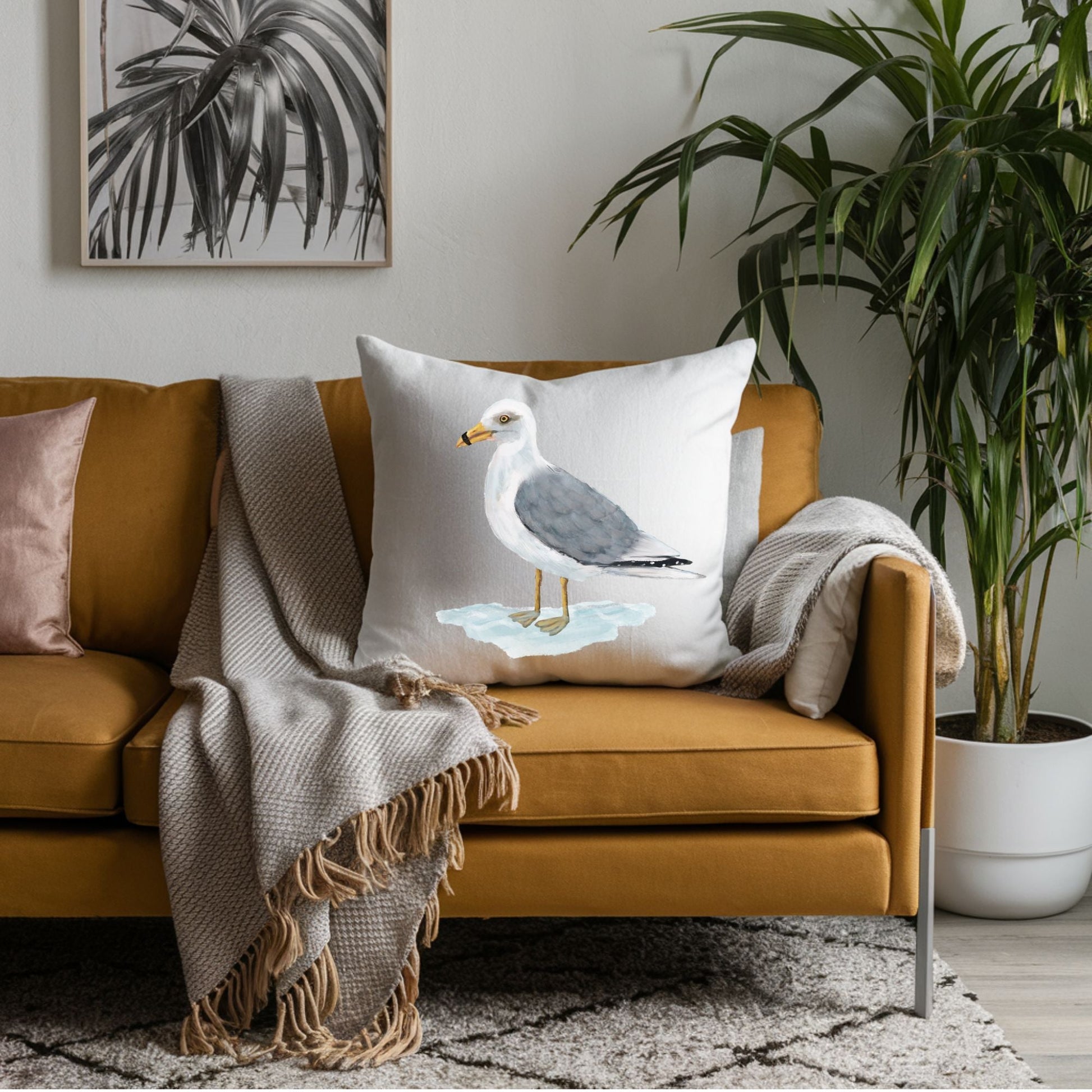 Ring - Billed Gull Decorative Pillow - MerikaArt