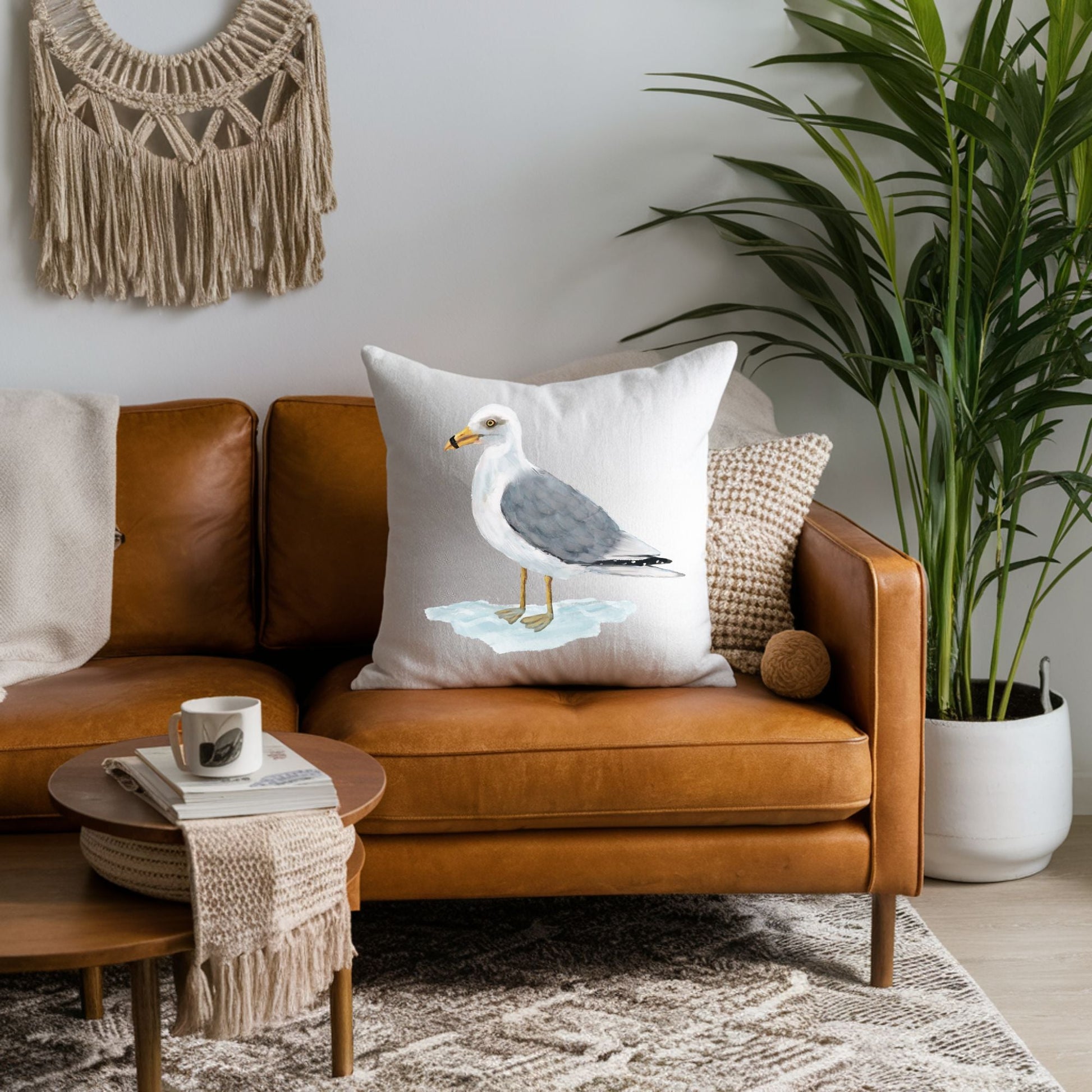 Ring - Billed Gull Decorative Pillow - MerikaArt