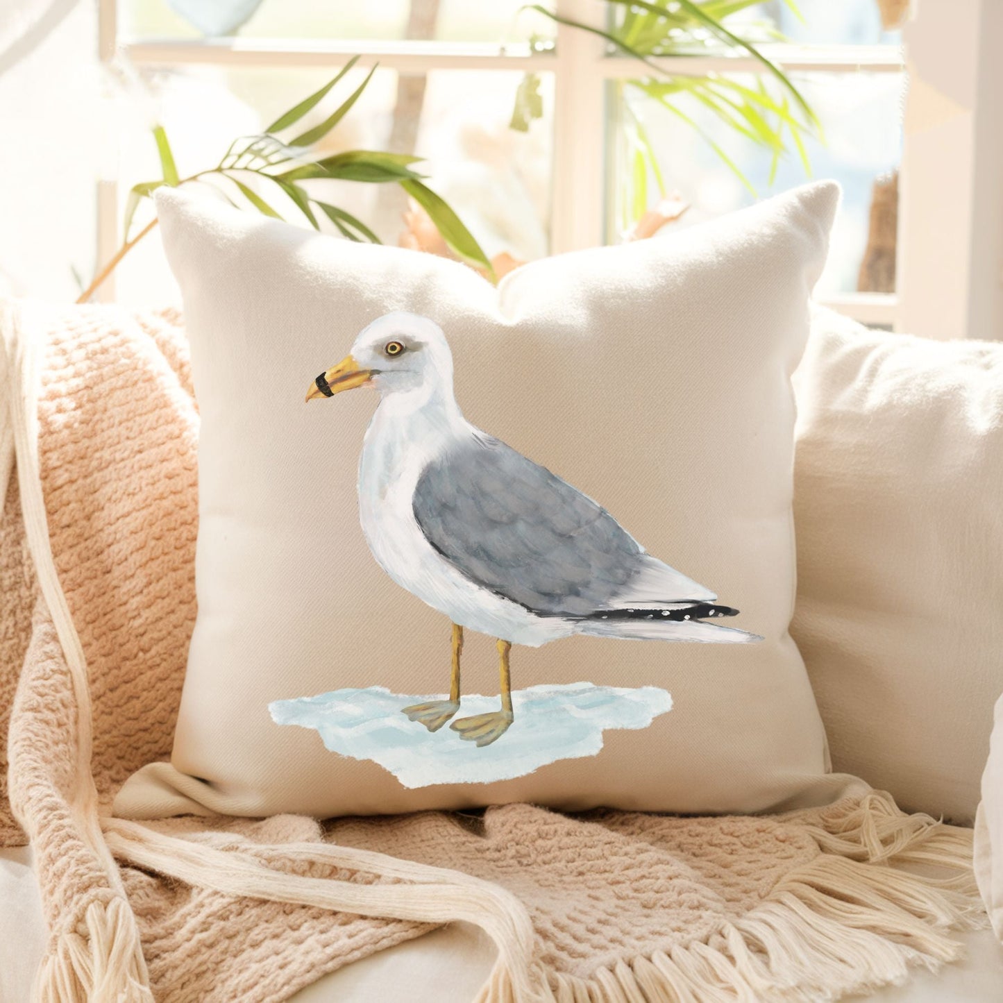 Ring - Billed Gull Decorative Pillow - MerikaArt