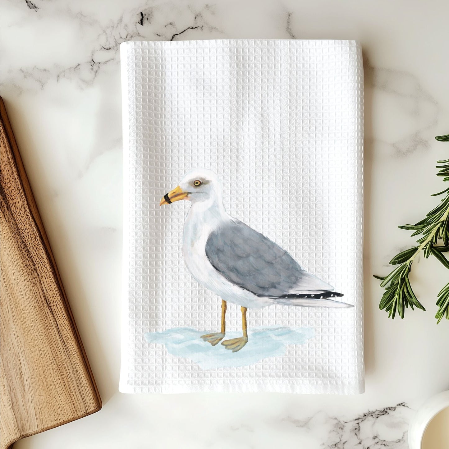 Ring - Billed Gull Kitchen Towel - MerikaArt