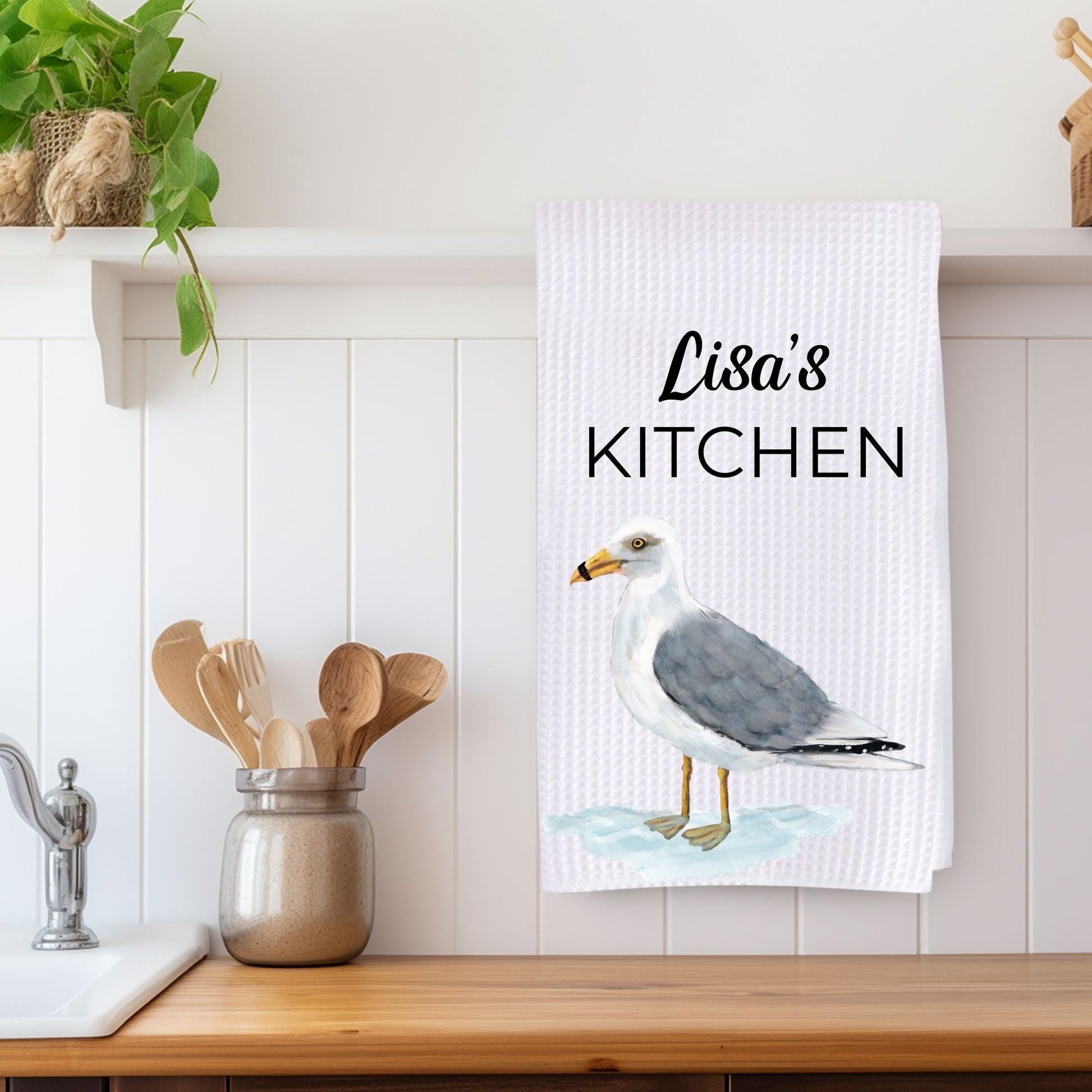 Ring - Billed Gull Kitchen Towel - MerikaArt