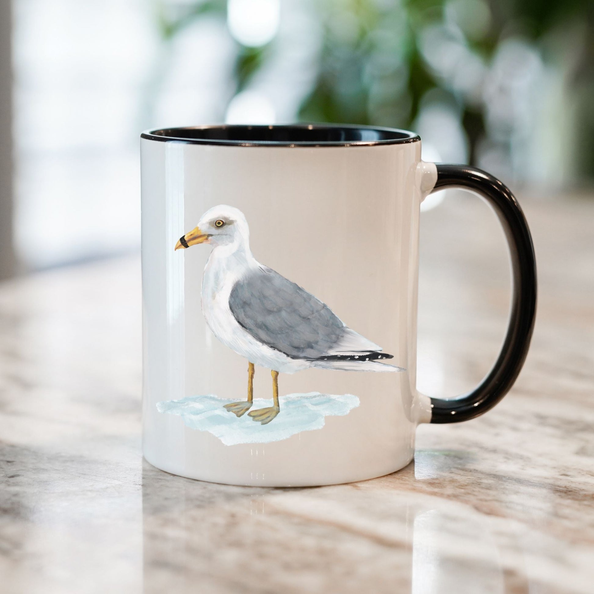 Ring - Billed Gull Mug with Coastal Bird Illustration - MerikaArt