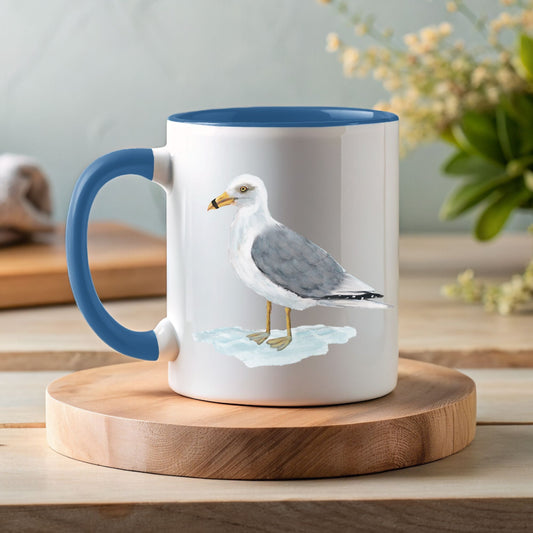 Ring - Billed Gull Mug with Coastal Bird Illustration - MerikaArt