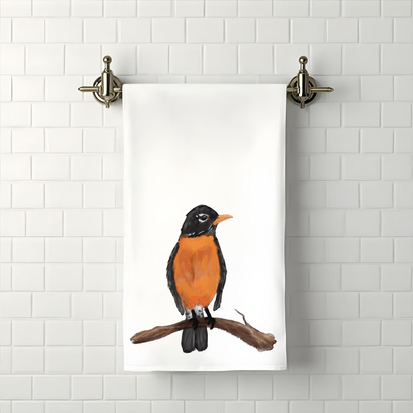 Robin Bird Bathroom Towel - MerikaArt