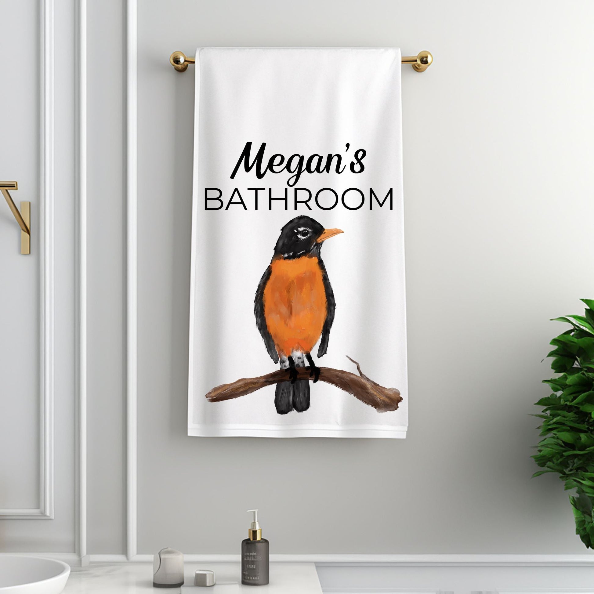 Robin Bird Bathroom Towel - MerikaArt