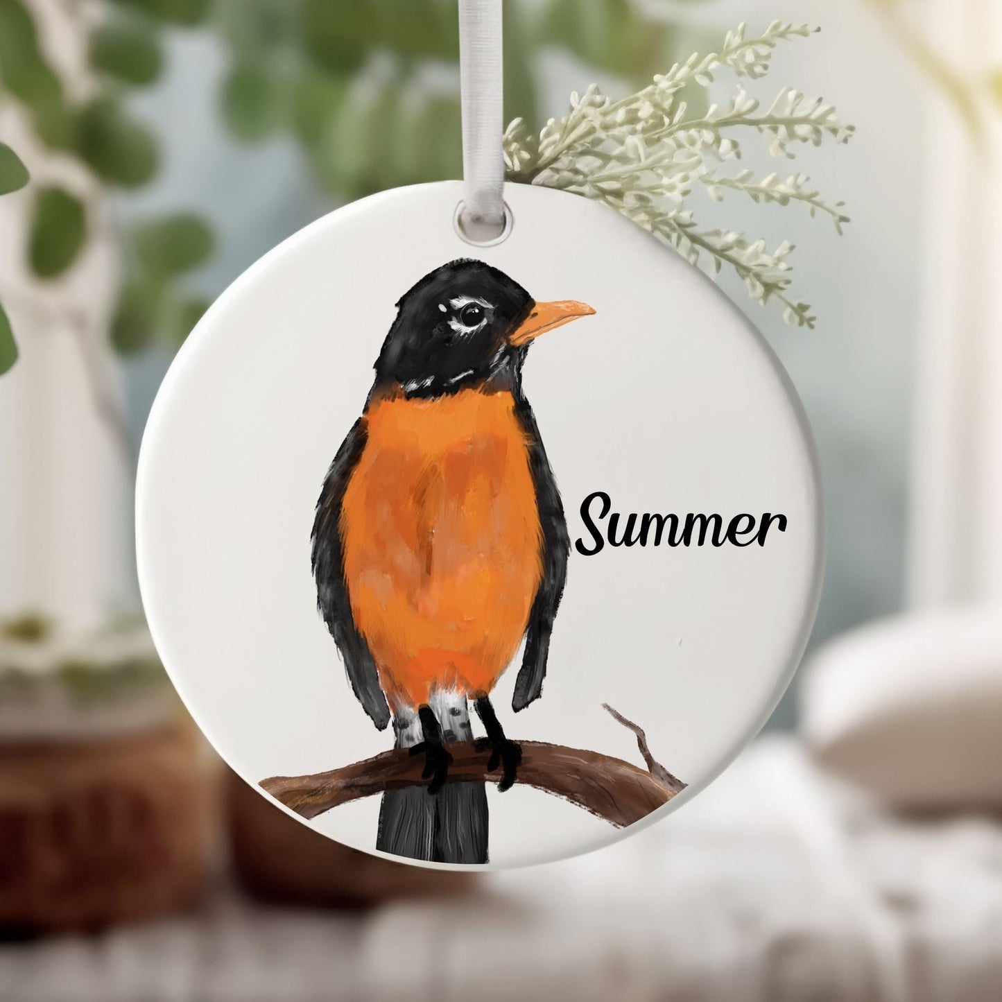 Robin Ceramic Ornament - MerikaArt