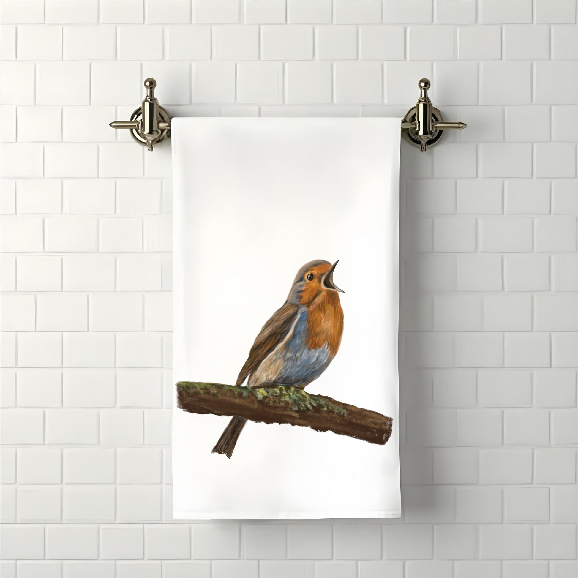Robin Singing Bathroom Towel - MerikaArt
