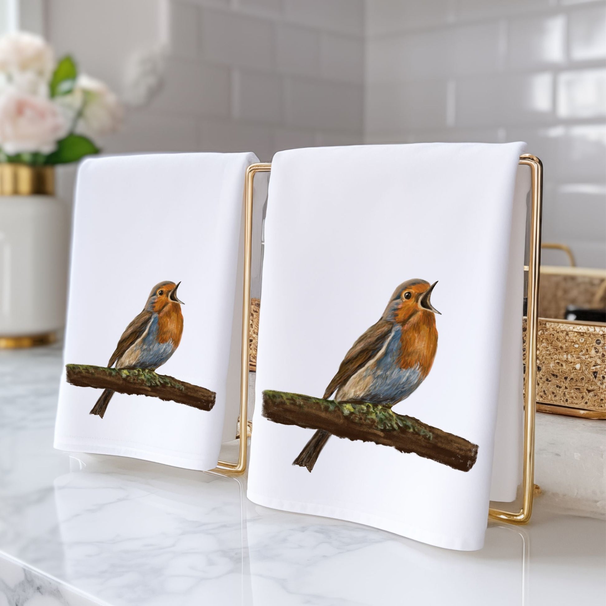 Robin Singing Bathroom Towel - MerikaArt