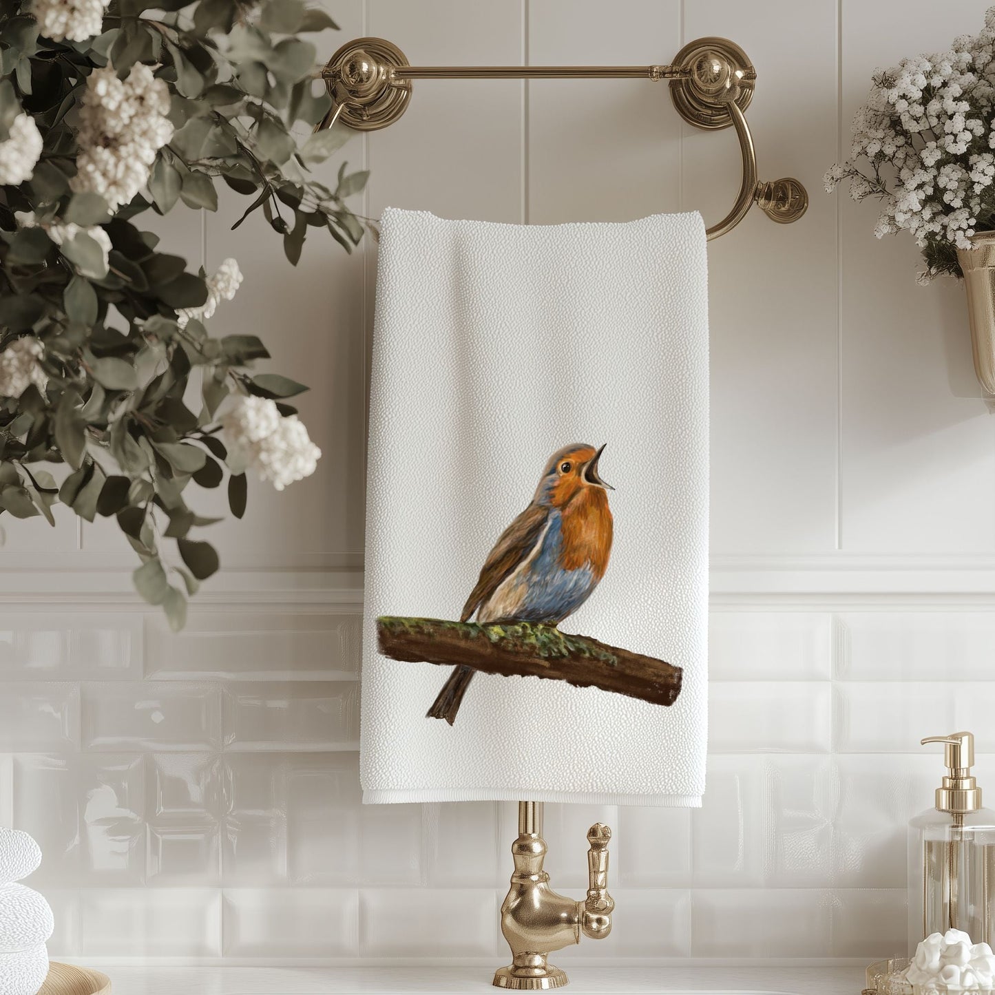 Robin Singing Bathroom Towel - MerikaArt
