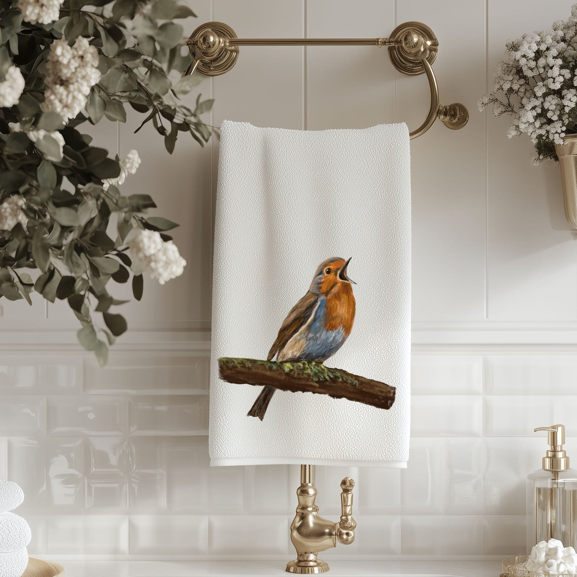 Robin Singing Bathroom Towel - MerikaArt