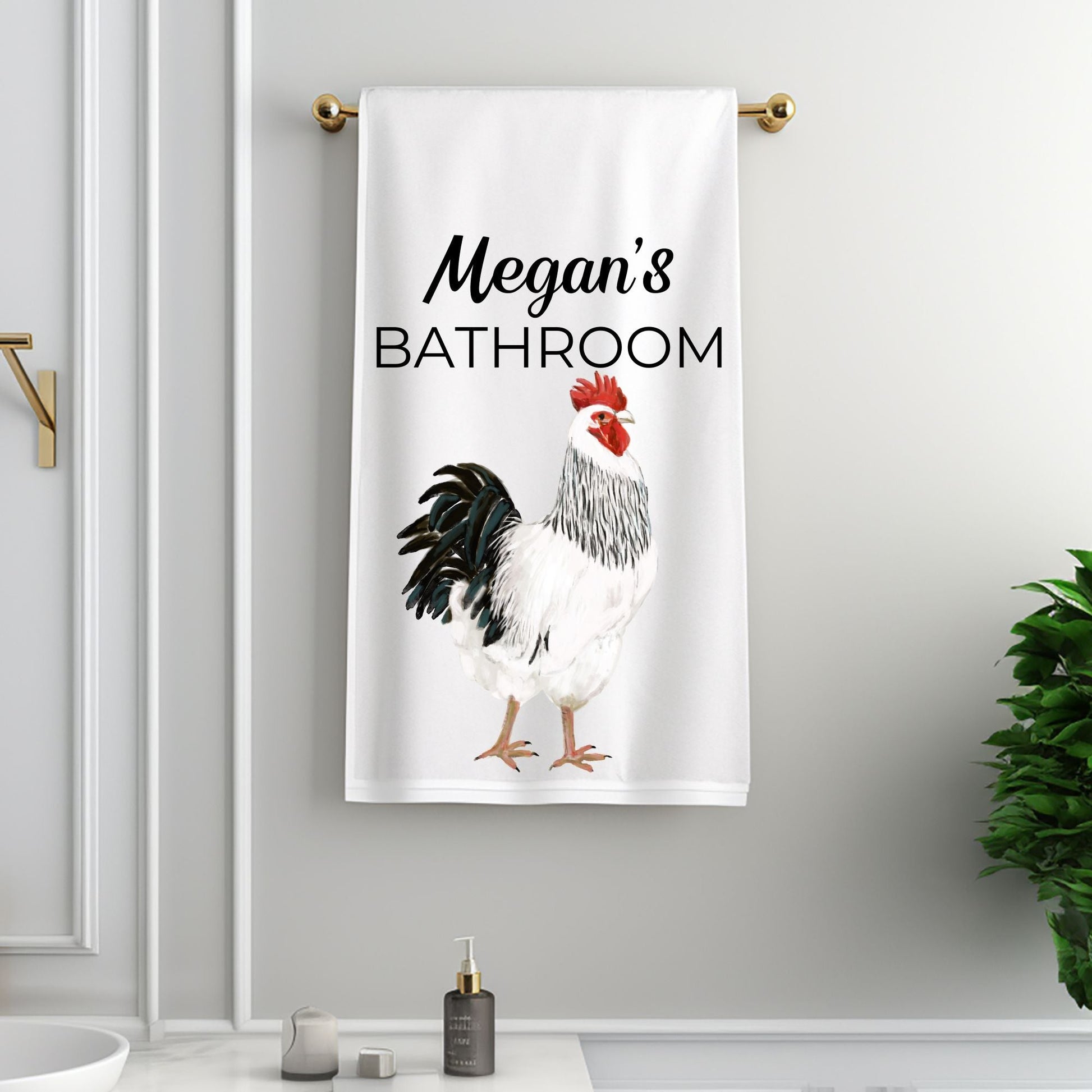 Rooster Bathroom Towel - MerikaArt