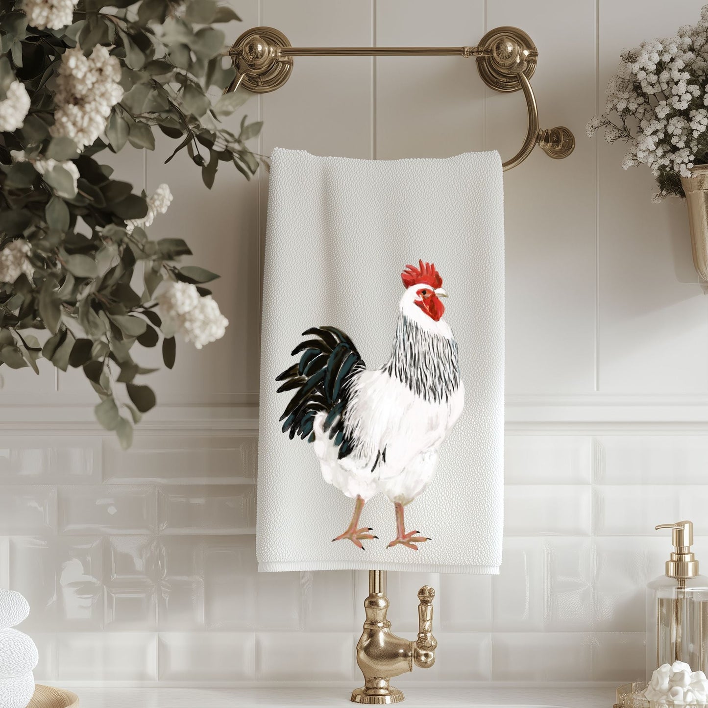 Rooster Bathroom Towel - MerikaArt
