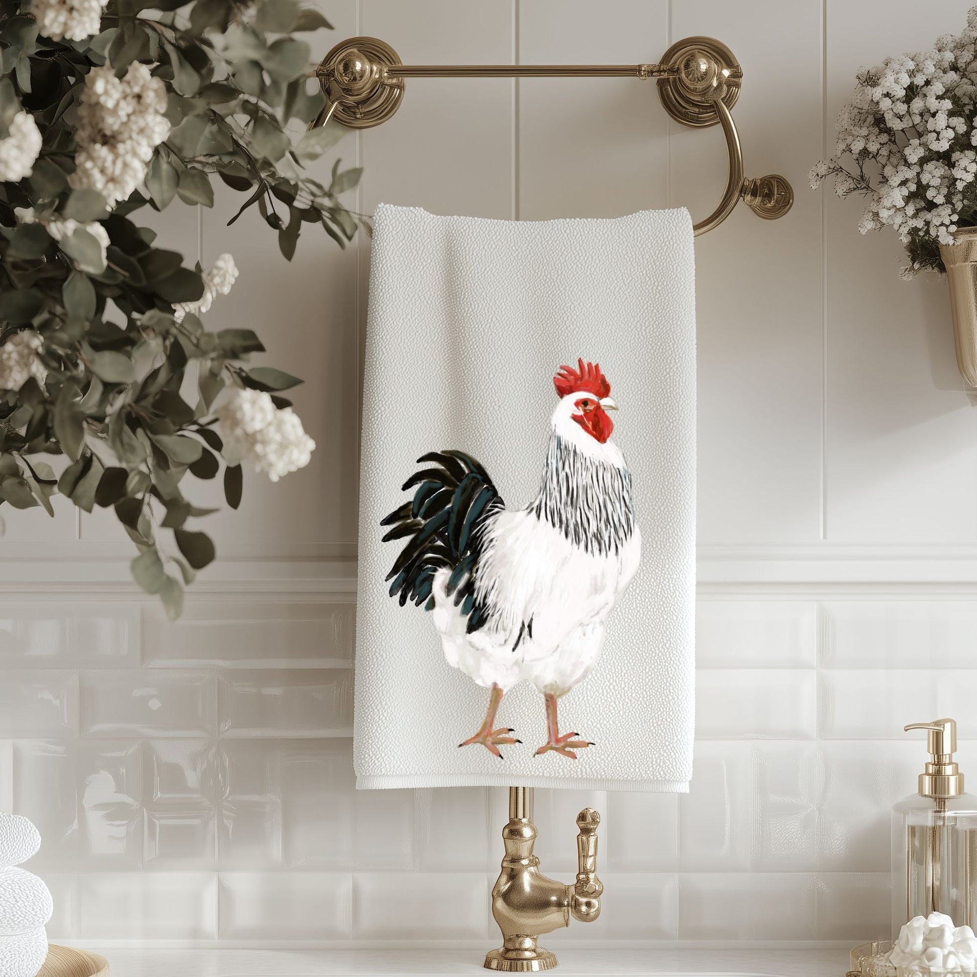 Rooster Bathroom Towel - MerikaArt