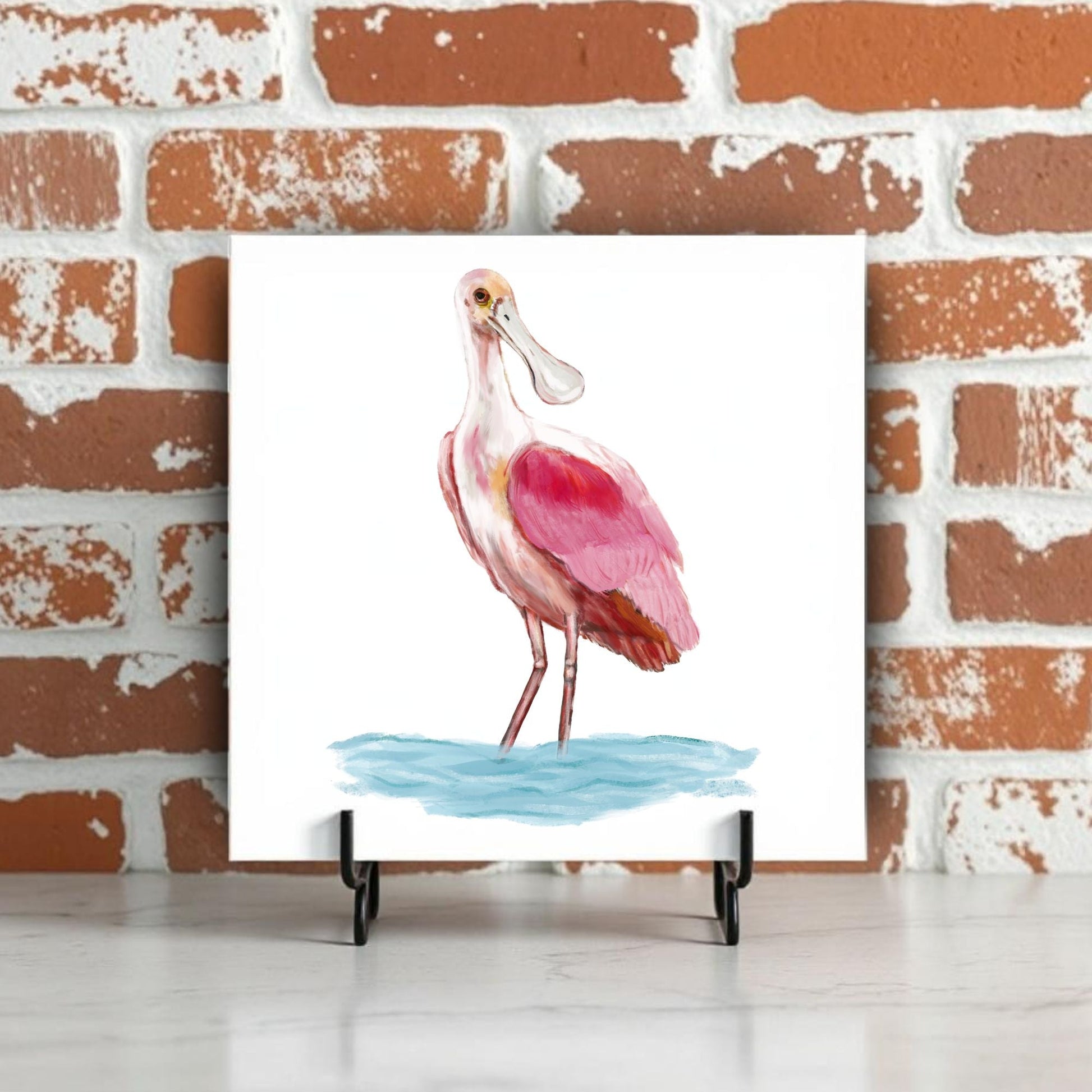 Roseate Spoonbill Ceramic Tile - MerikaArt