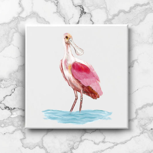 Roseate Spoonbill Ceramic Tile - MerikaArt