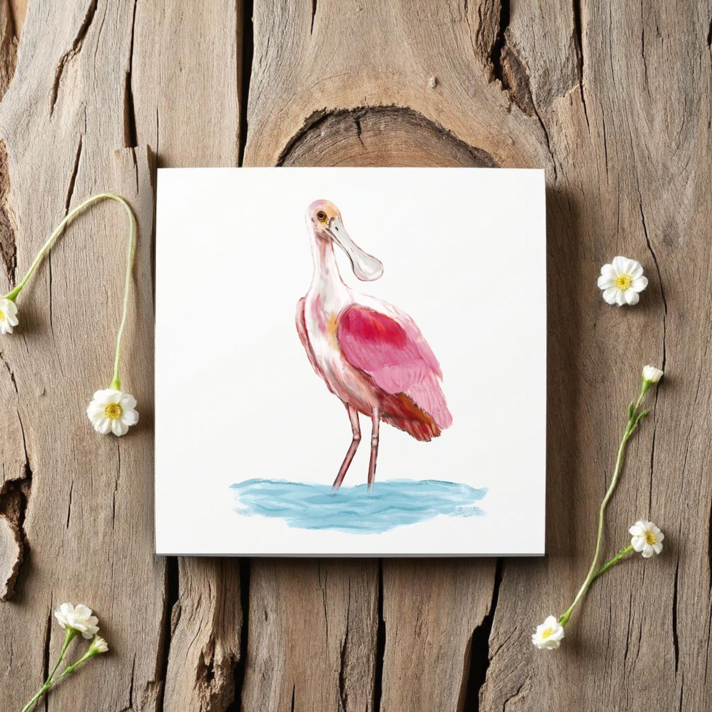 Roseate Spoonbill Ceramic Tile - MerikaArt